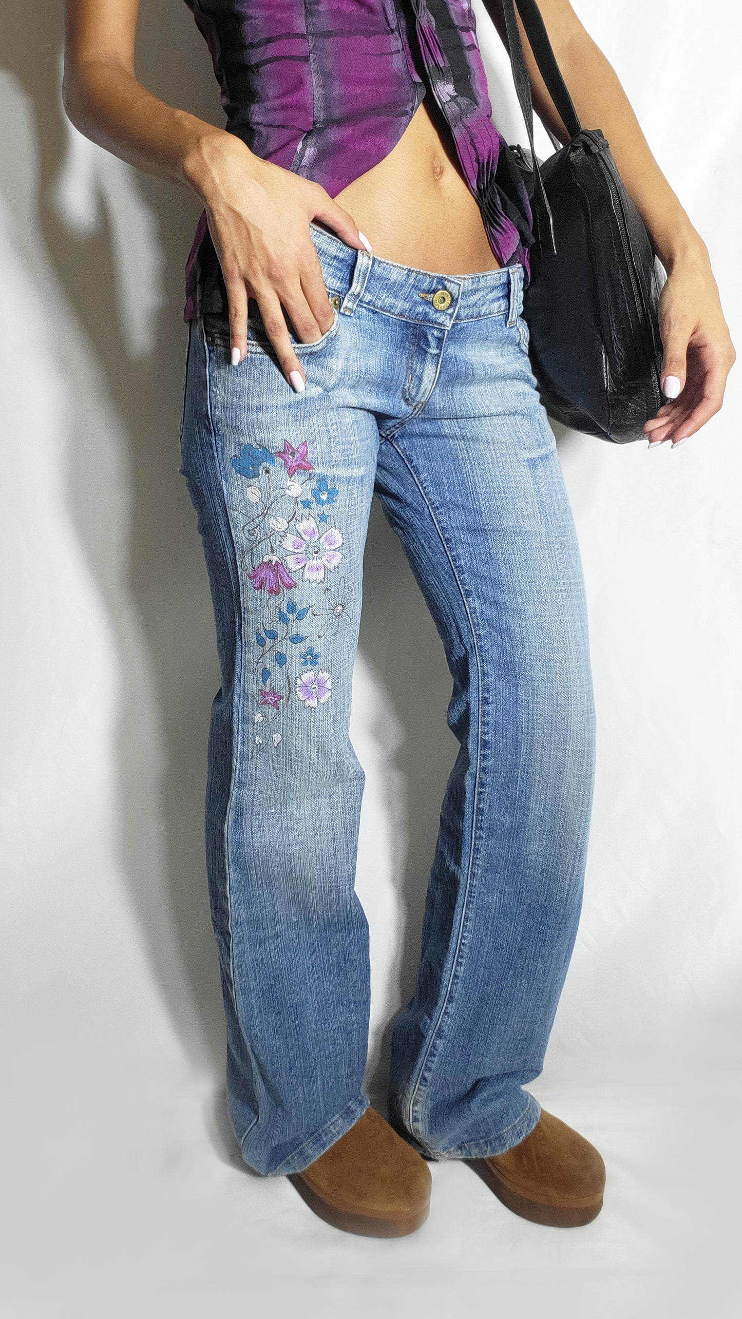 Y2K Floral Flare Jeans