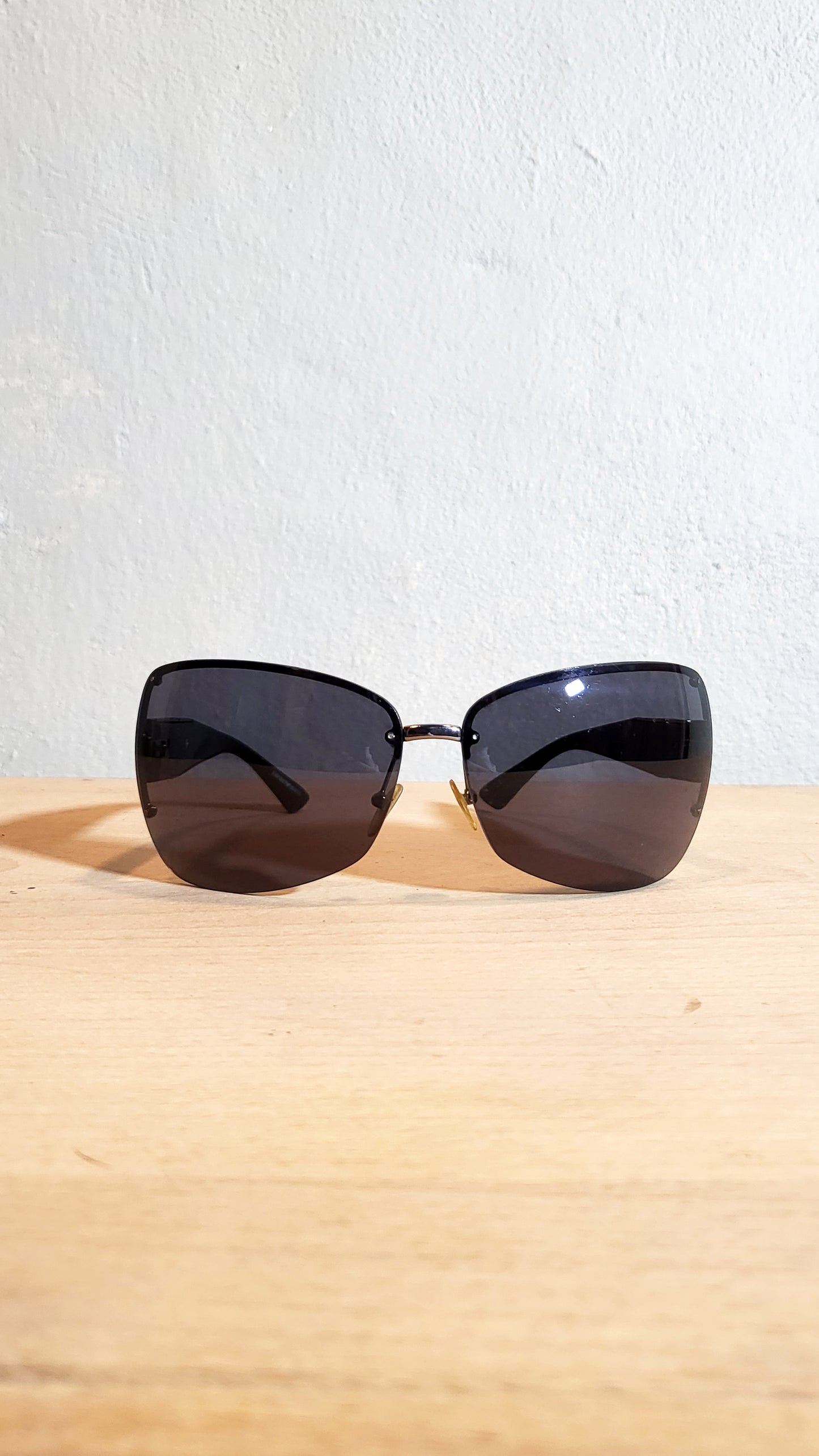 Vintage Emporio Armani Rhinestone Shield Sunglasses