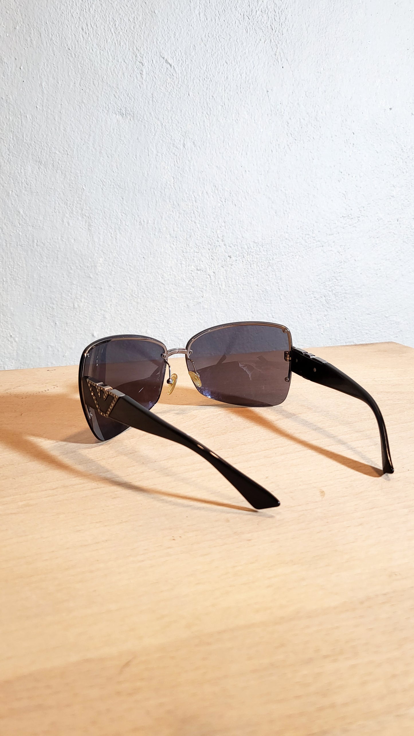 Vintage Emporio Armani Rhinestone Shield Sunglasses