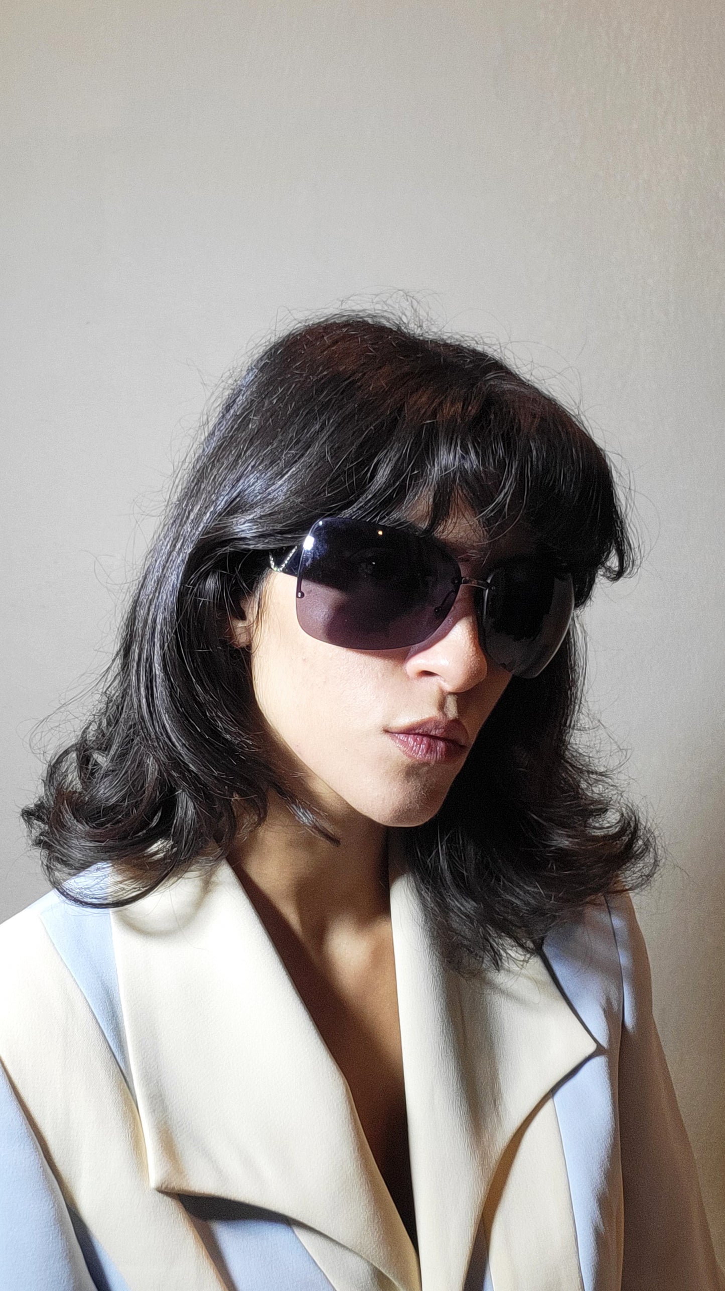 Vintage Emporio Armani Rhinestone Shield Sunglasses