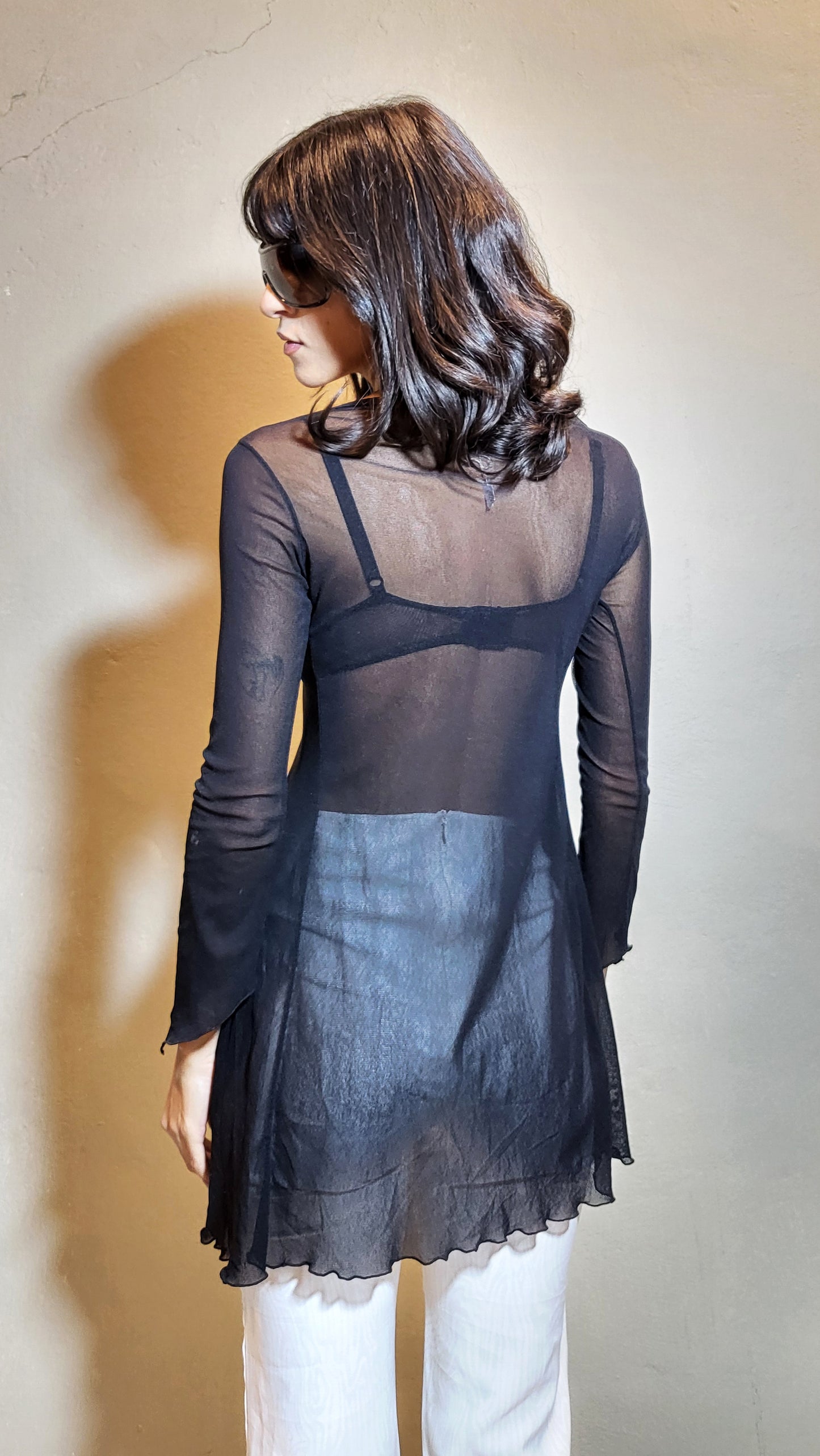 Sheer Tie-Front Mesh Top