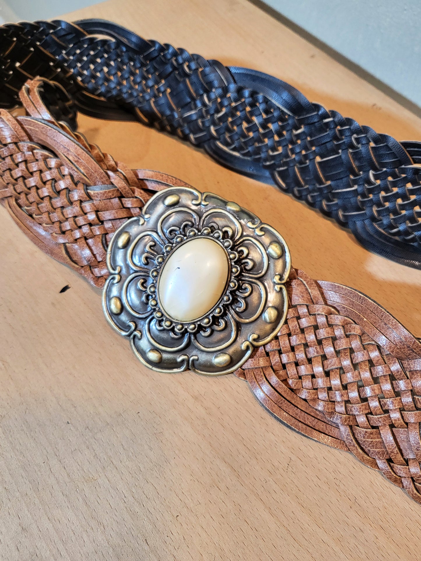 Vintage Braided Leather Statement Belt