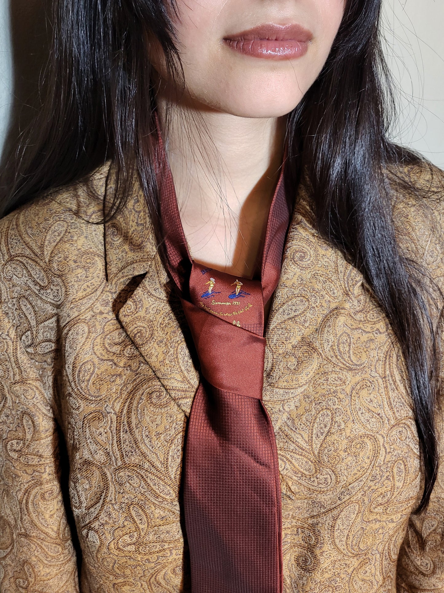 Embroidered Burgundy Novelty Tie