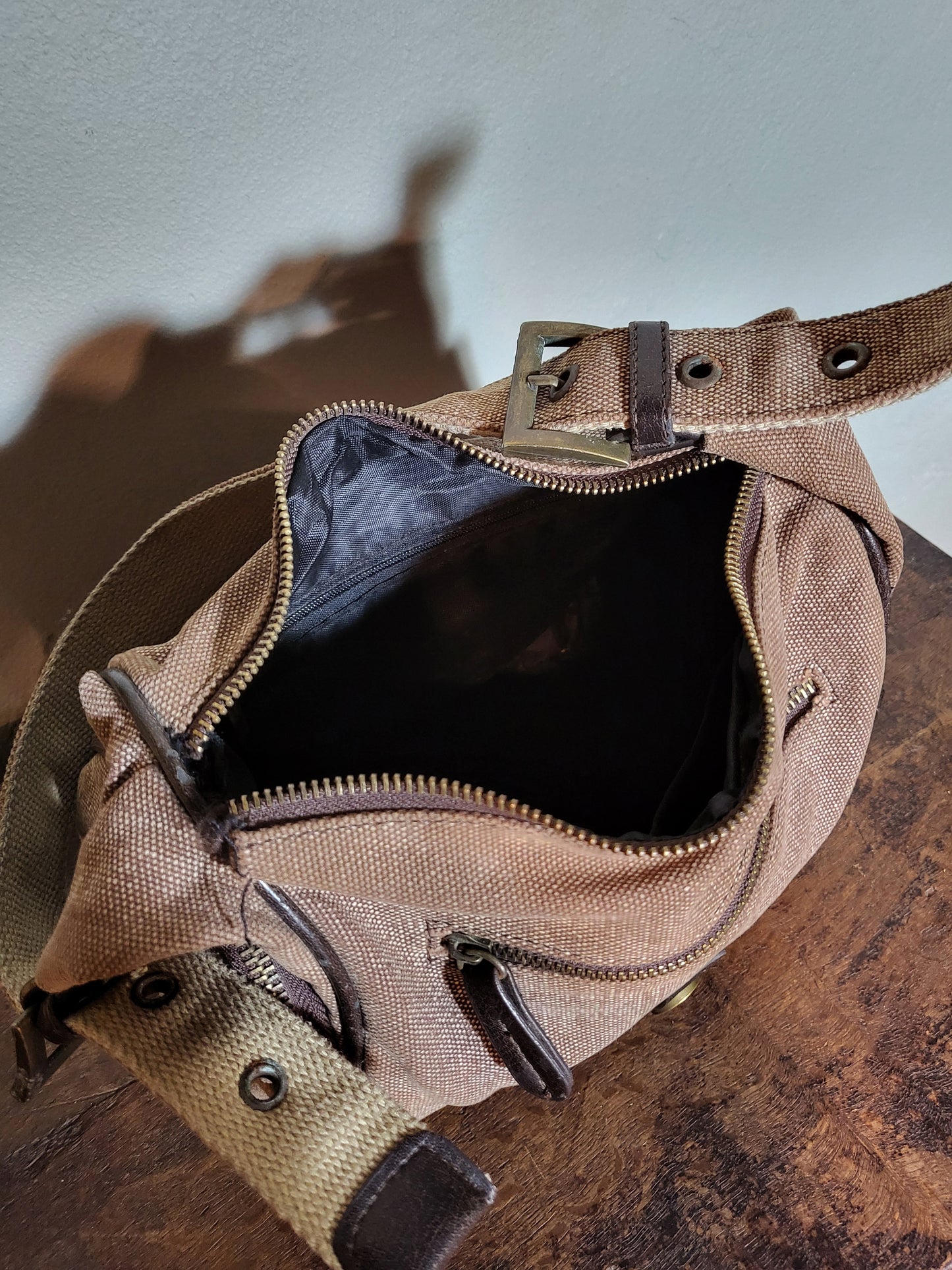 Lyne’s Canvas & Leather Shoulder Bag