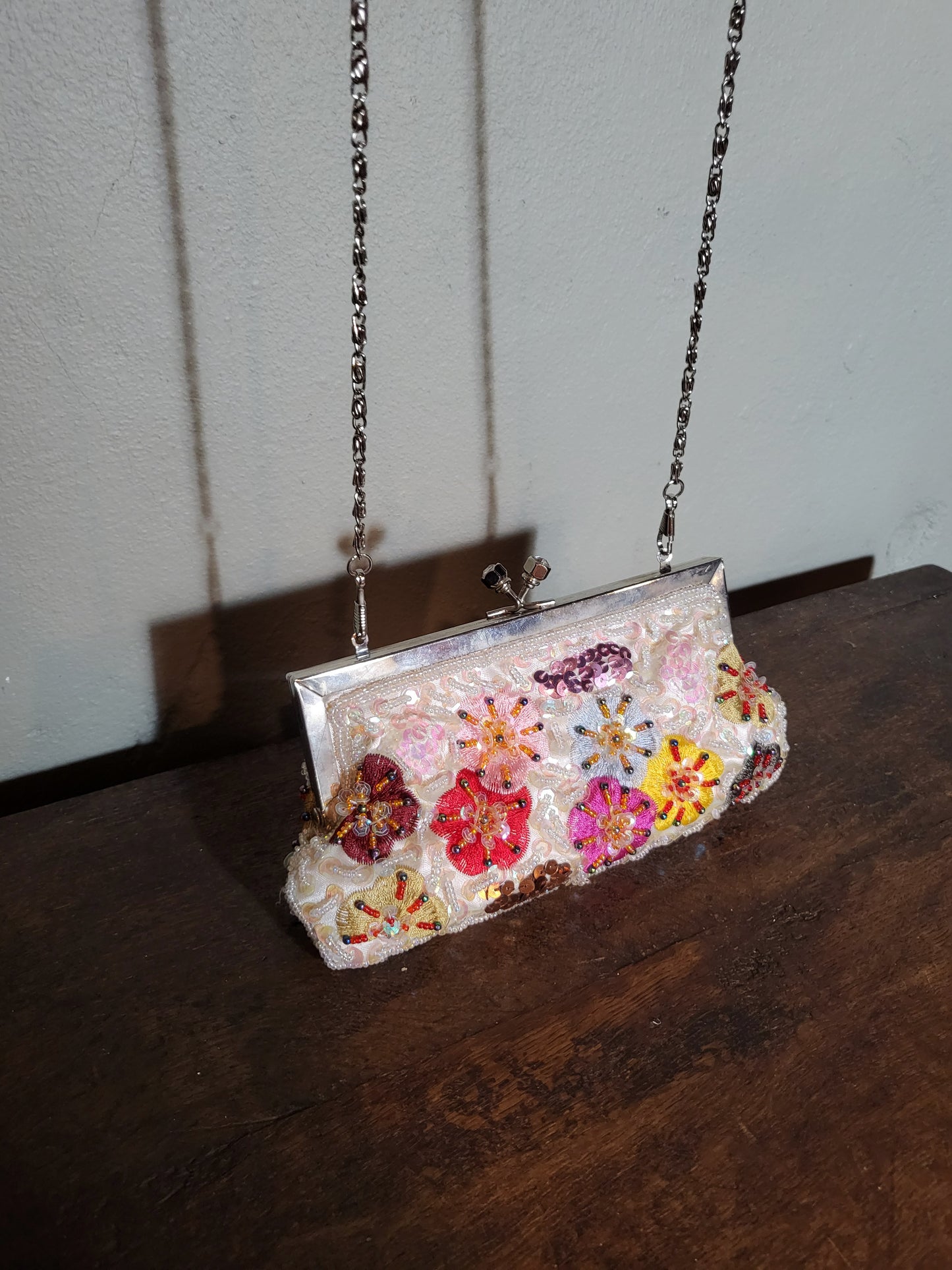 Beaded Mini Clutch with Chain Strap