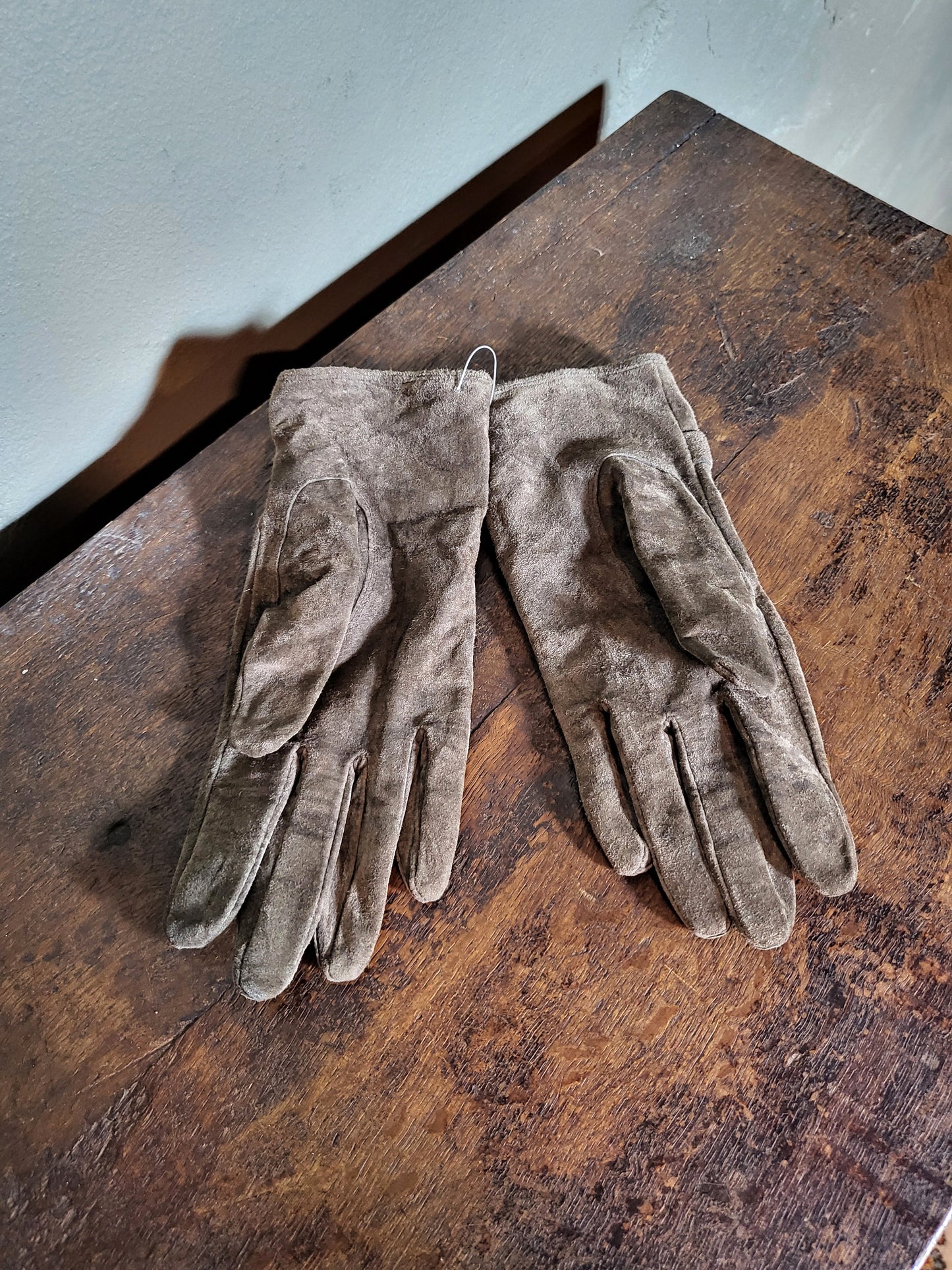 Khaki Suede Leather Gloves