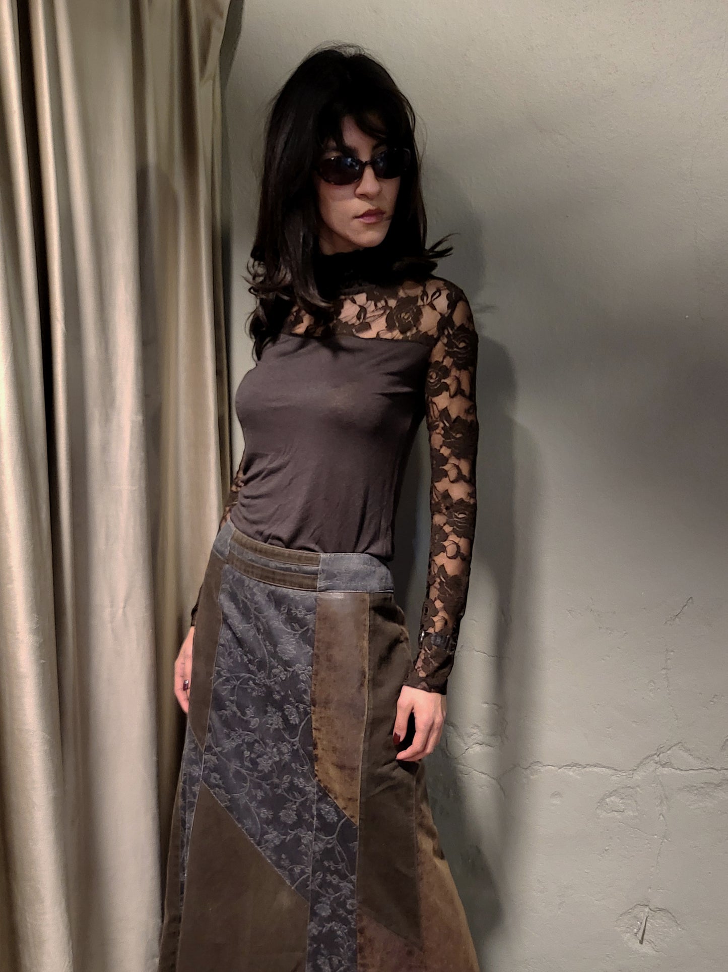 Sheer Lace High-Neck Top