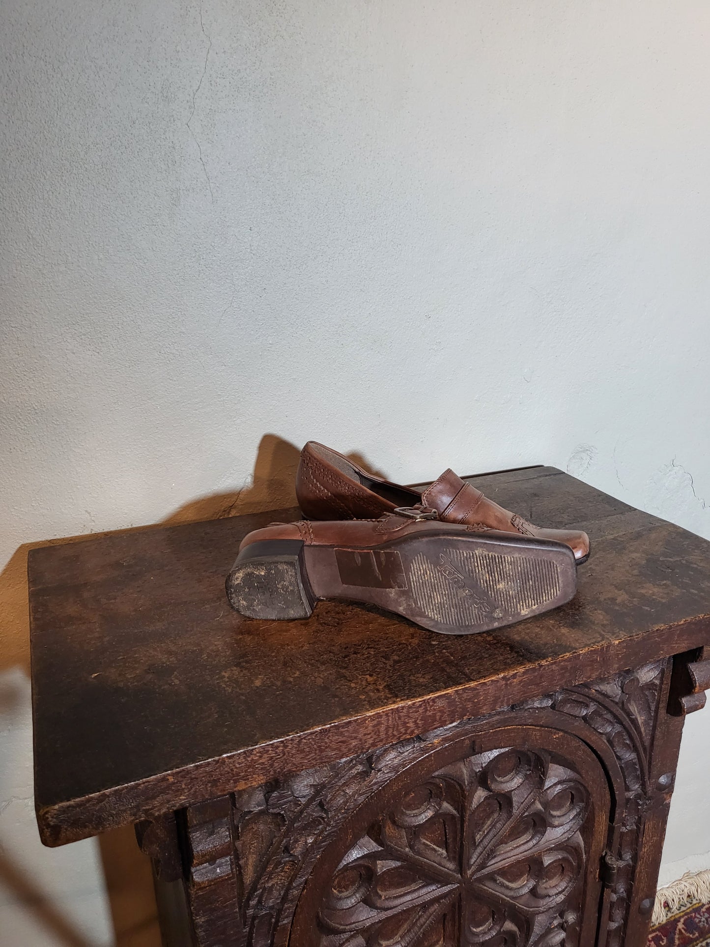 Tamaris Brown Leather Heeled Loafers