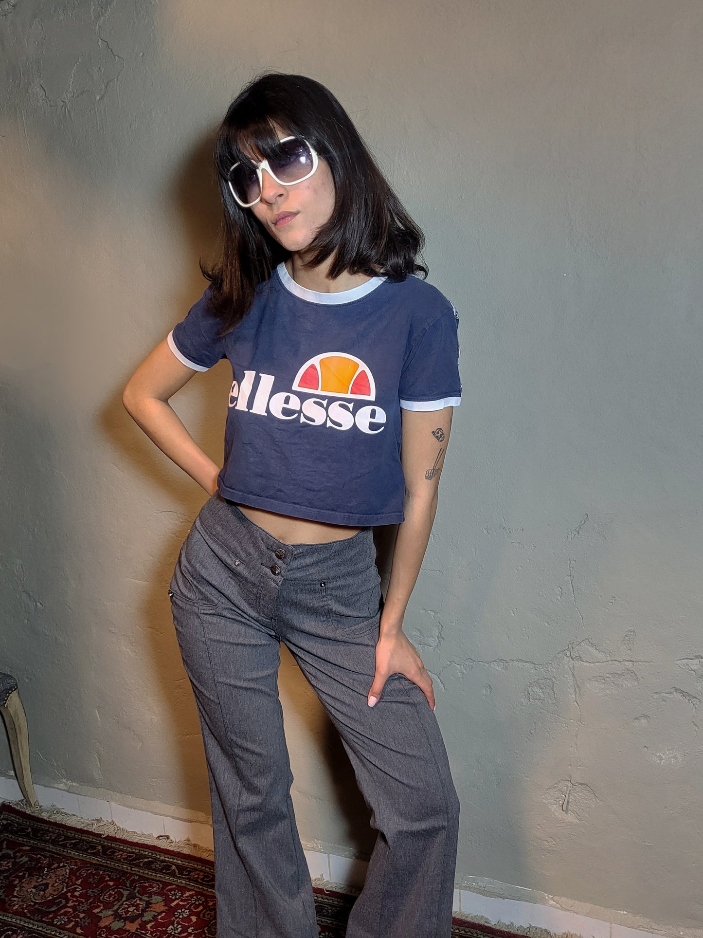 Vintage Ellesse Logo Cropped Baby Tee