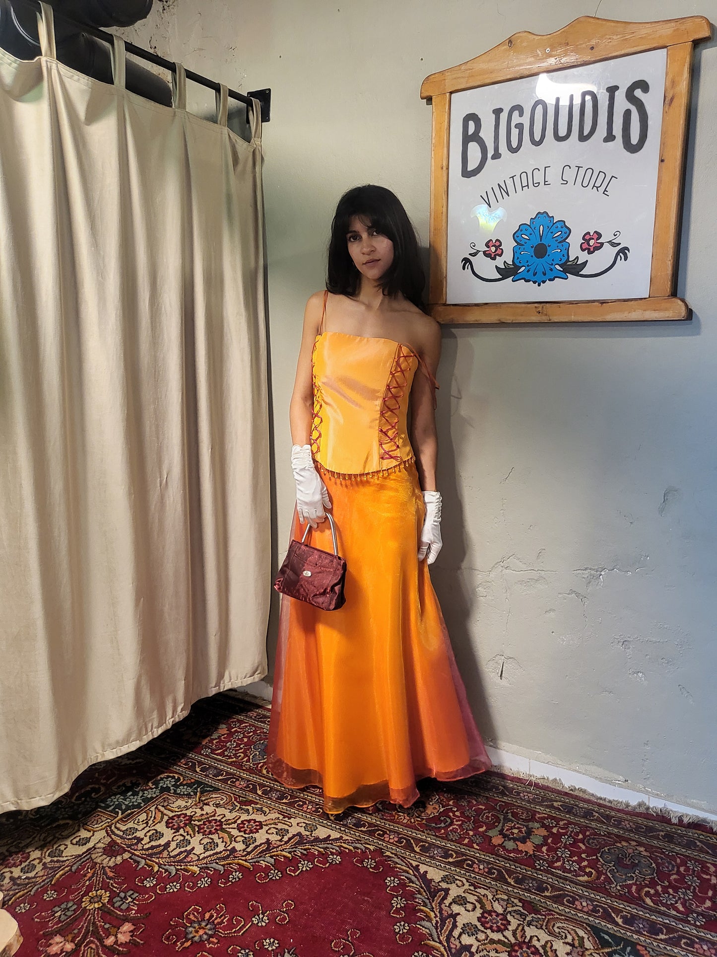 Tangerine Corset & Maxi Skirt Set
