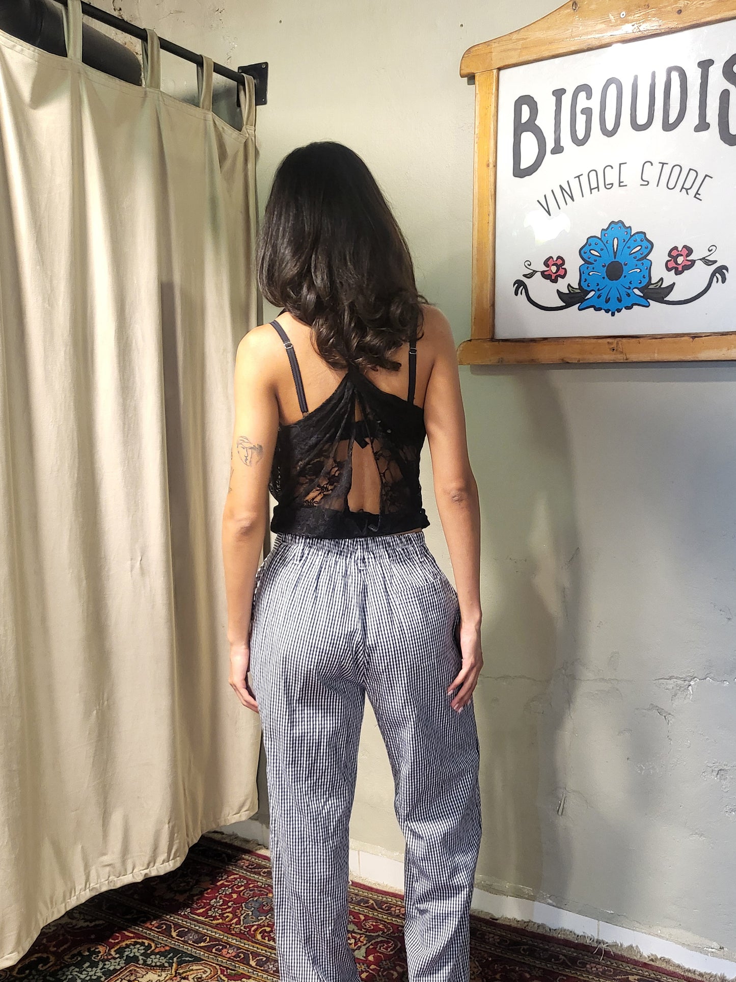 Black Lace Open-Back Top