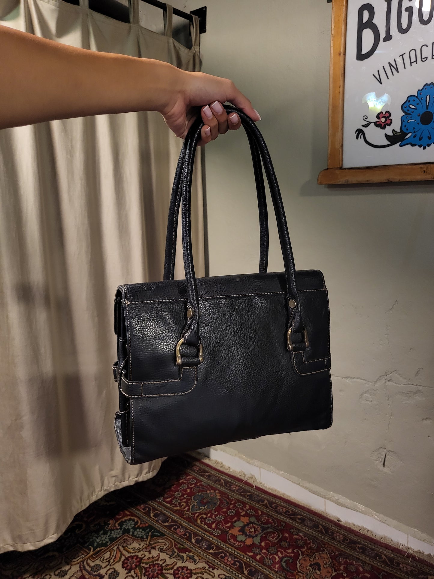 Black Buckle Shoulder Bag