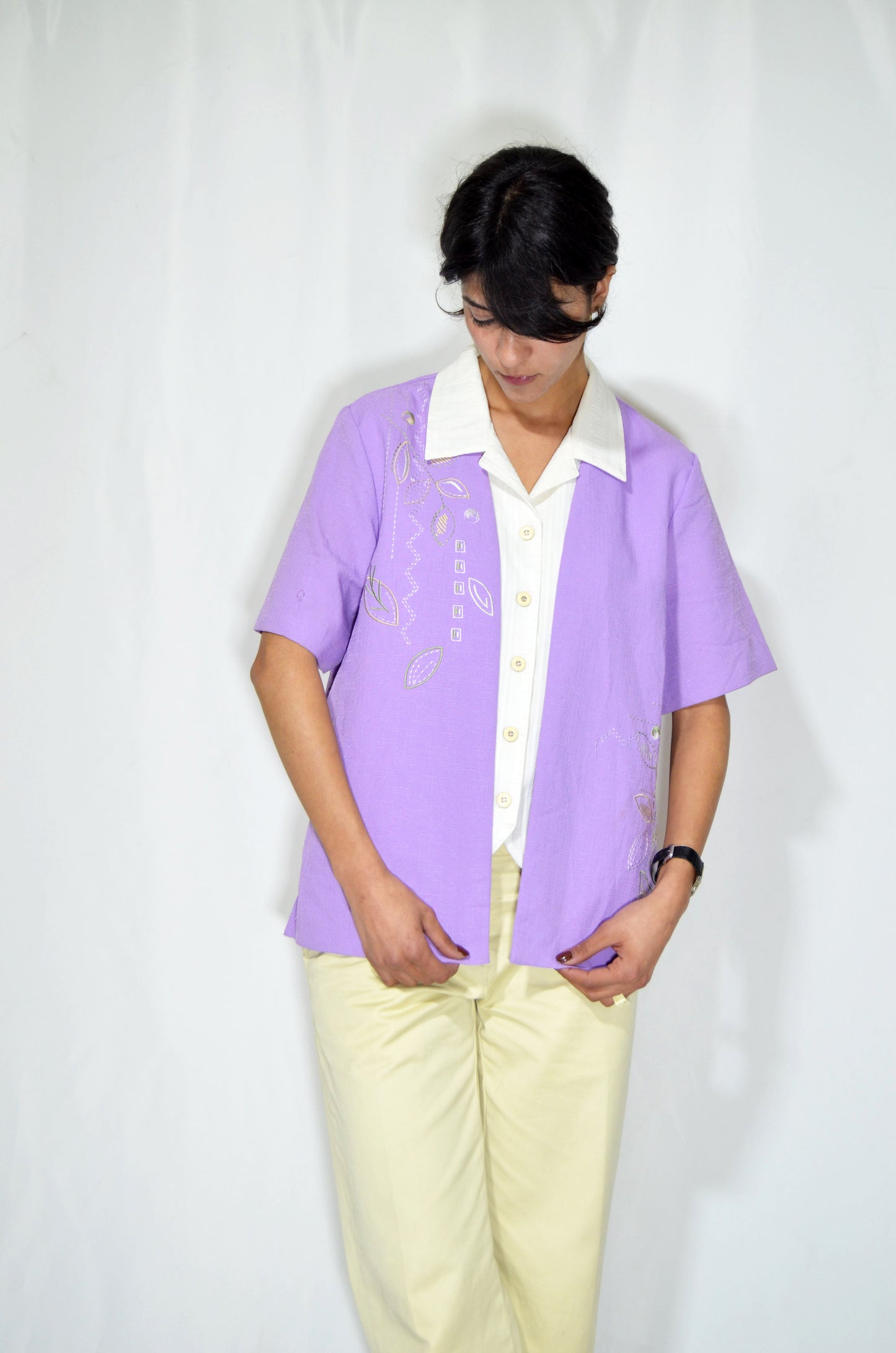 Purple Vintage Embroidered Shirt