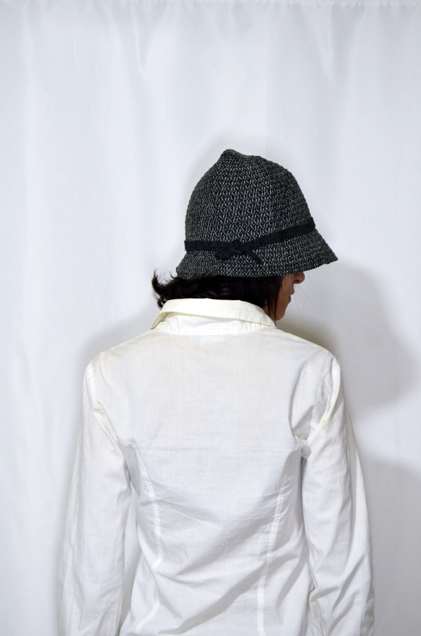 Grey Wool Vintage Cloche Hat with a little bow