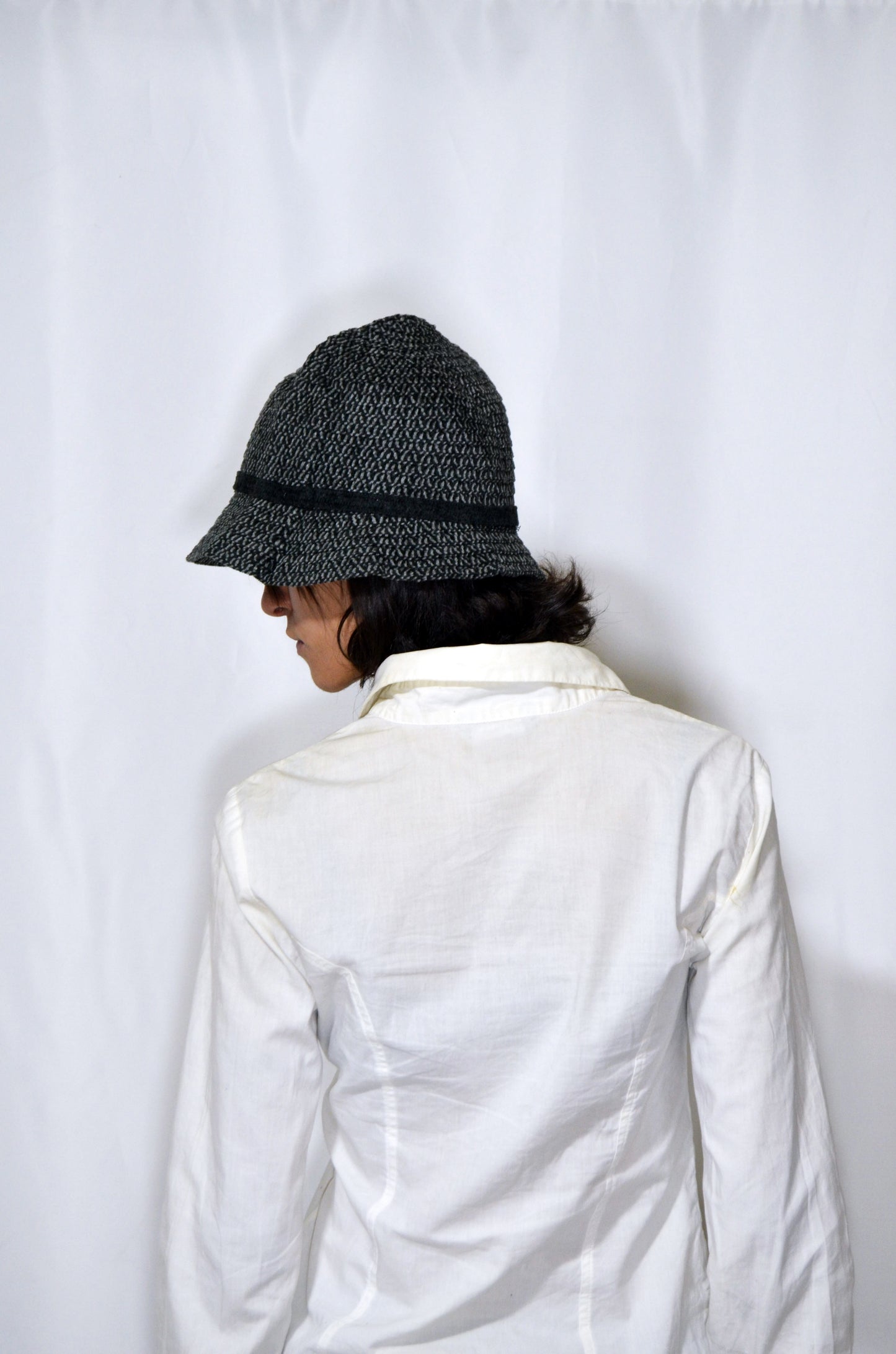 Grey Wool Vintage Cloche Hat with a little bow