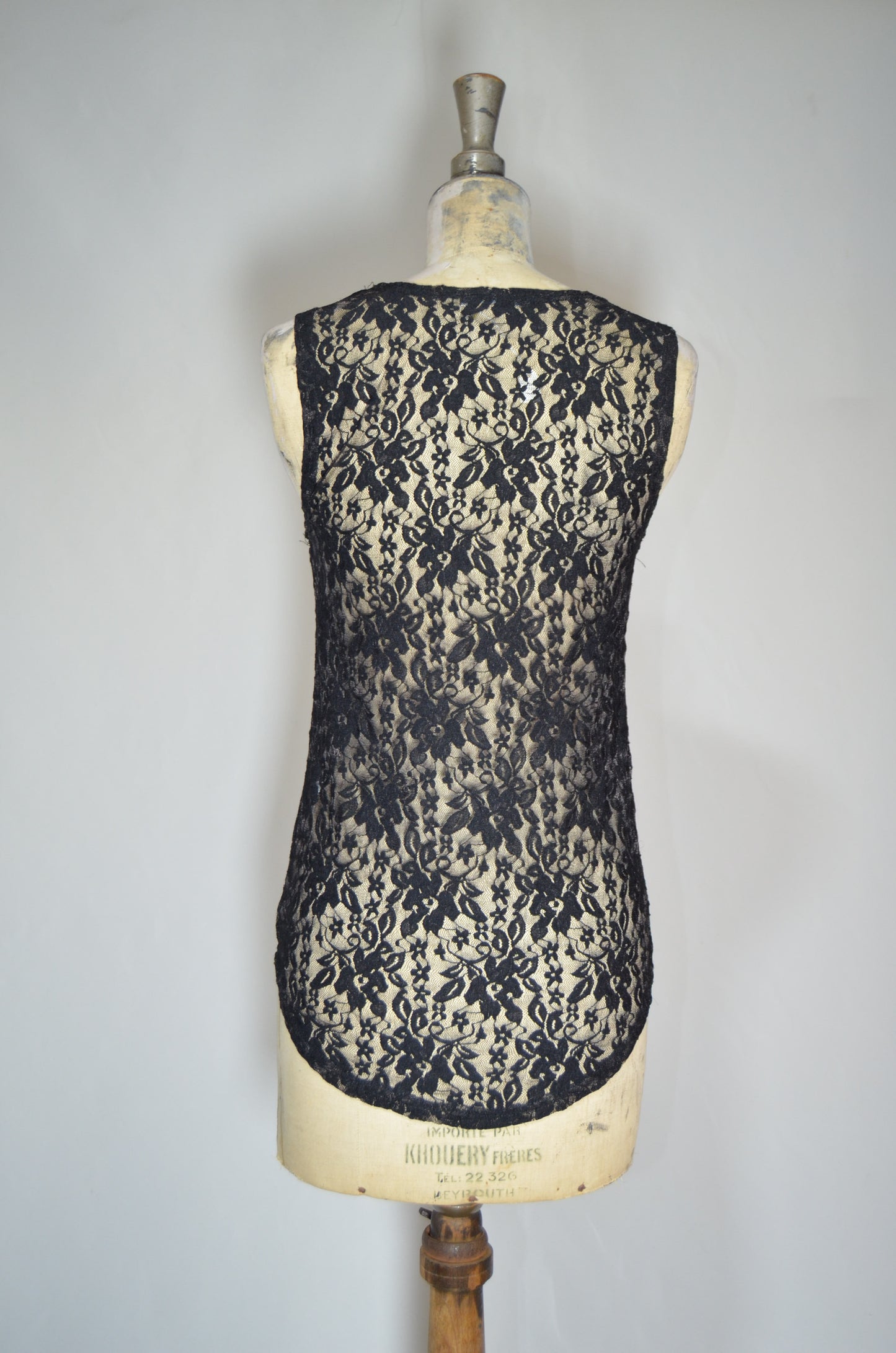 Black Owl Lace Fitted Top