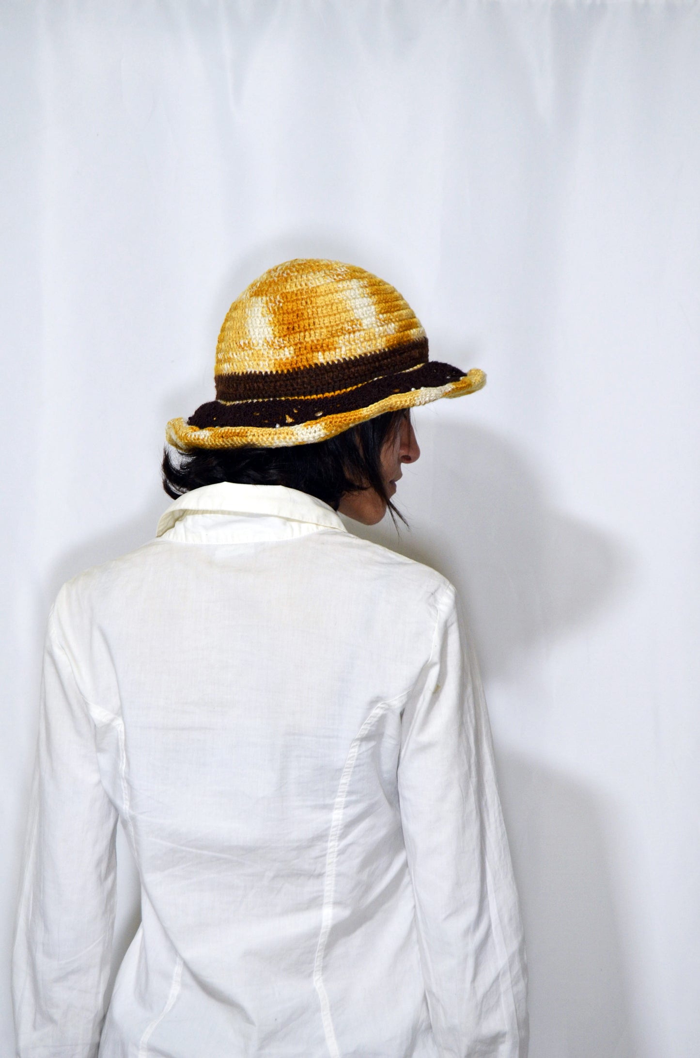 Yellow & Brown Wool Vintage Hat
