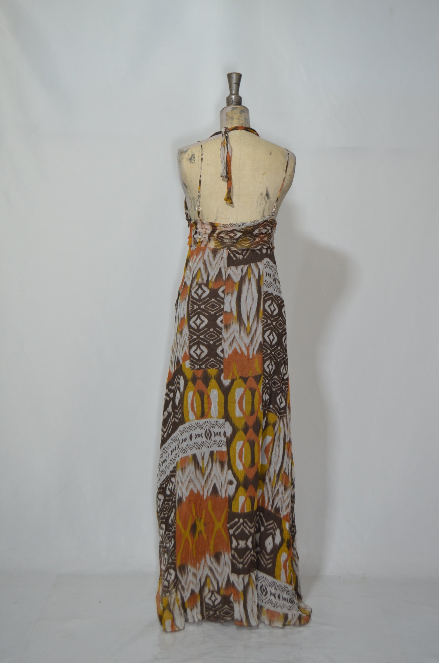 Brown Patterned Boho Maxi Dress