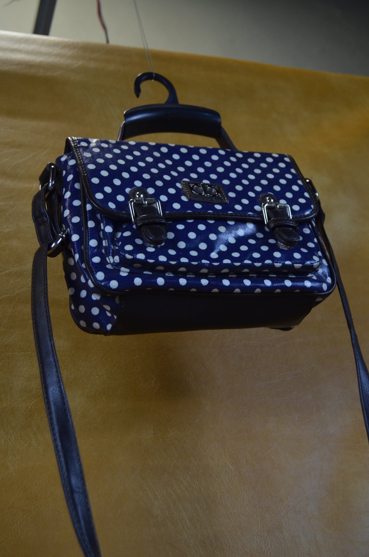Navy Blue Polka Dot Crossbody Bag