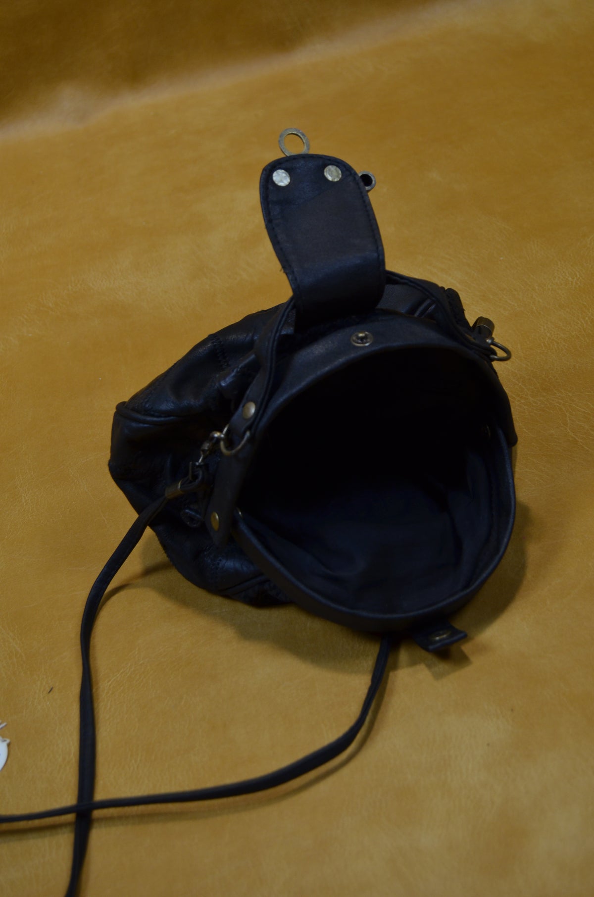 Vintage Black Leather Mini Clutch Bag