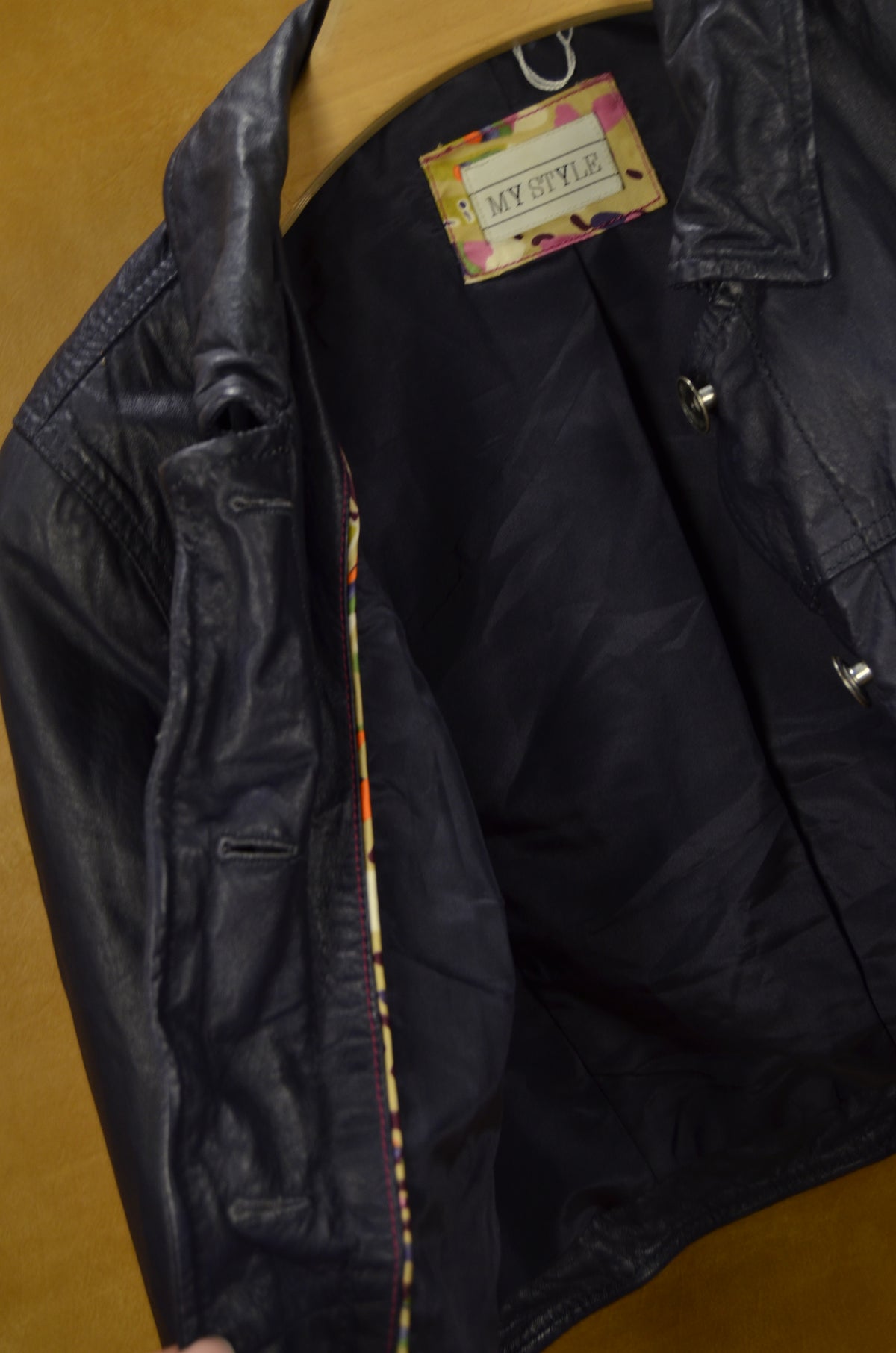 Navy Blue Leather Jacket