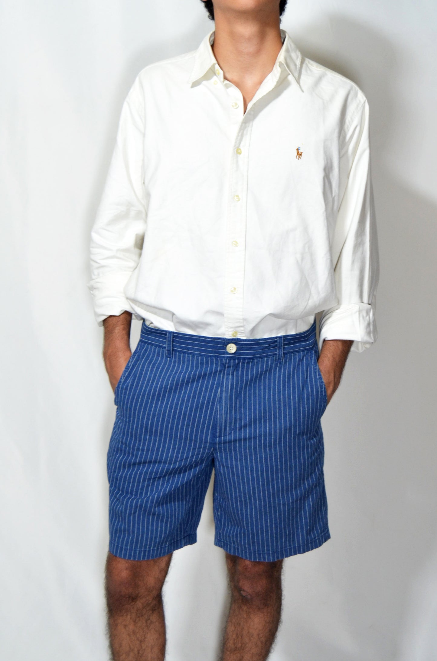 Blue Vintage Striped Shorts