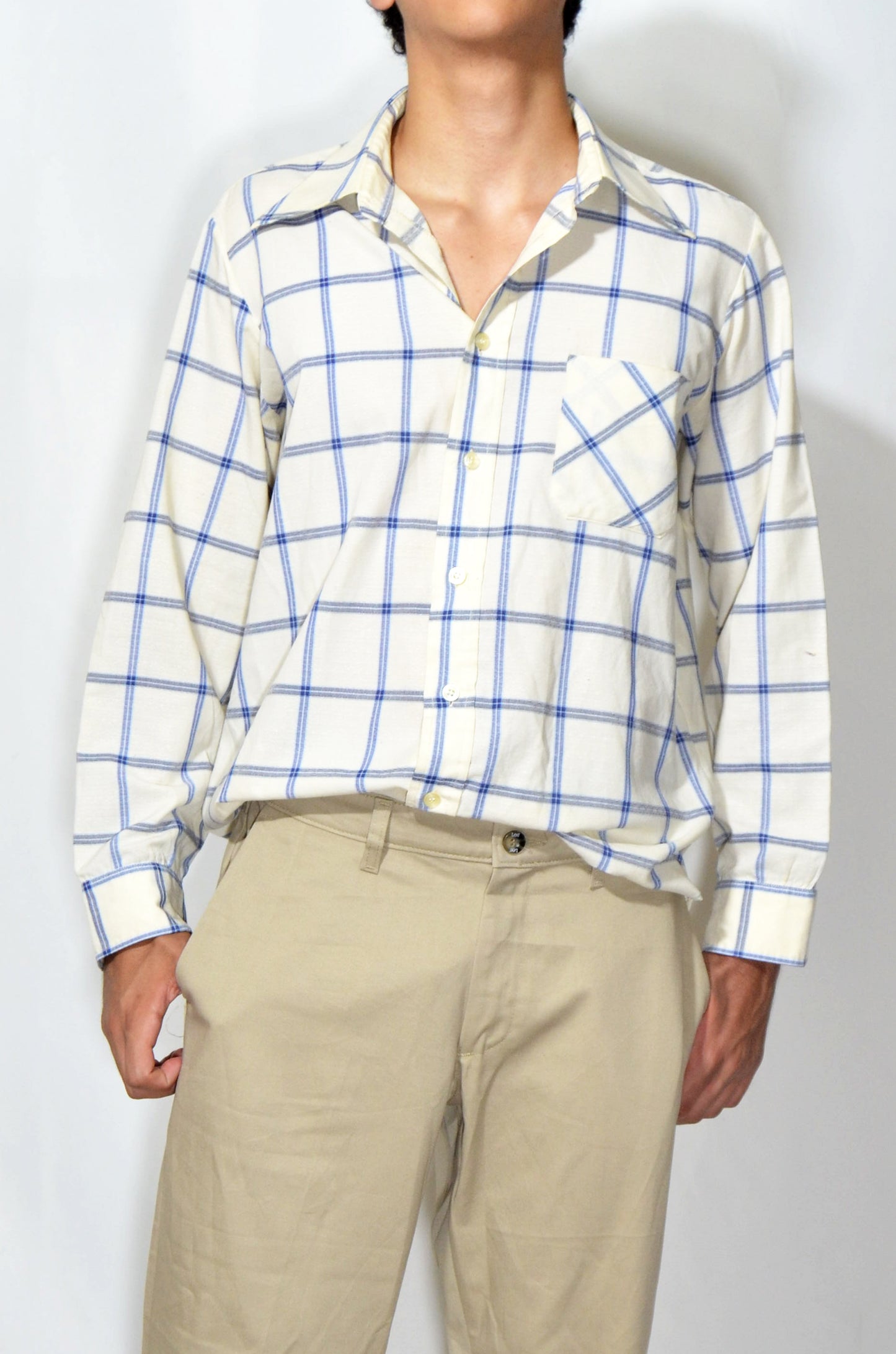 Blue & White Vintage Checkered Shirt