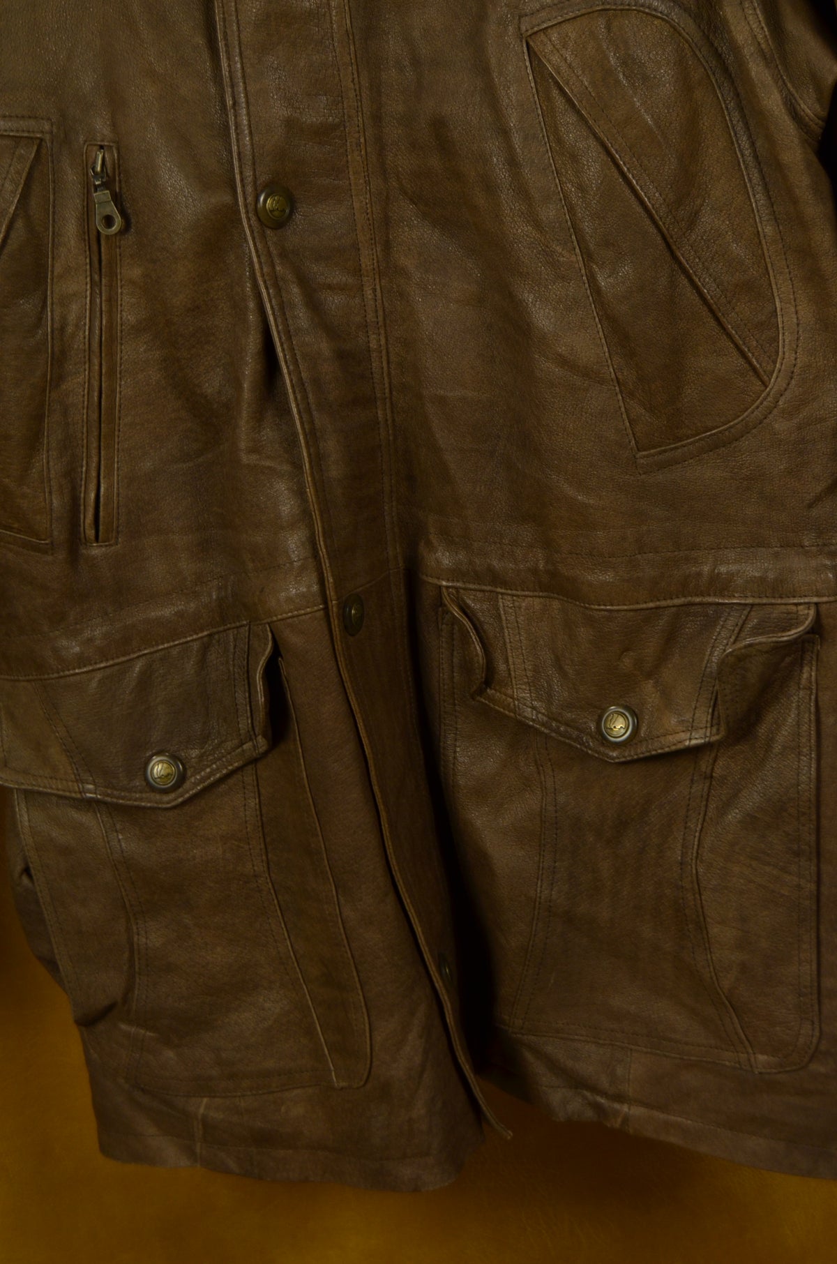 Vintage Brown Leather Field Jacket