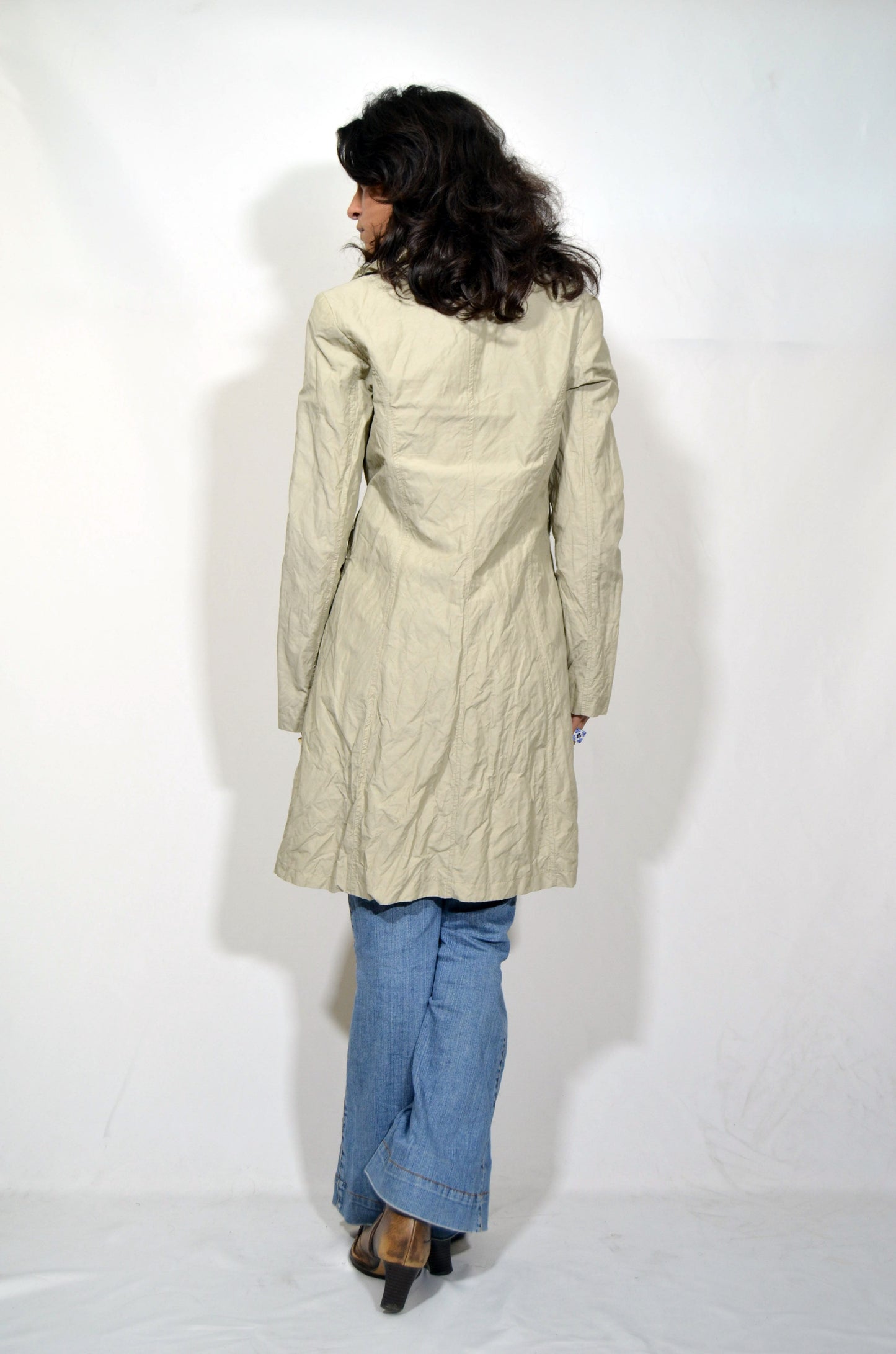 "Rinascimento" Beige Ruffled Straight Vintage Coat