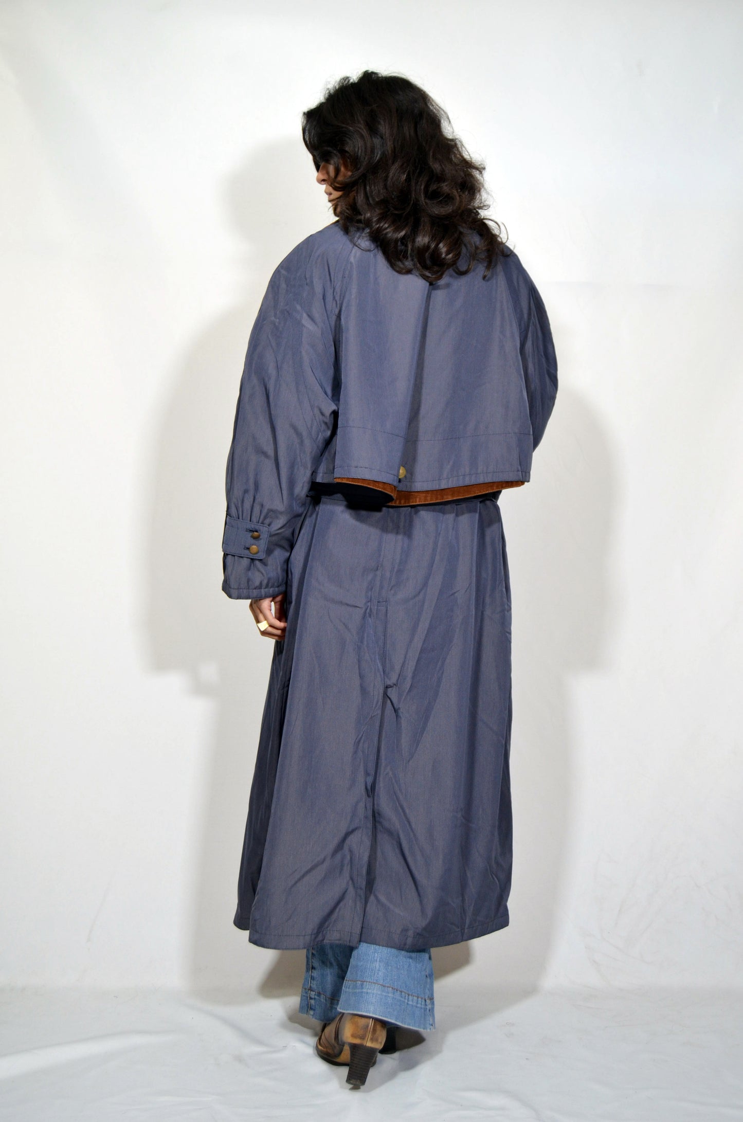 Blue Thick Trench Vintage Coat