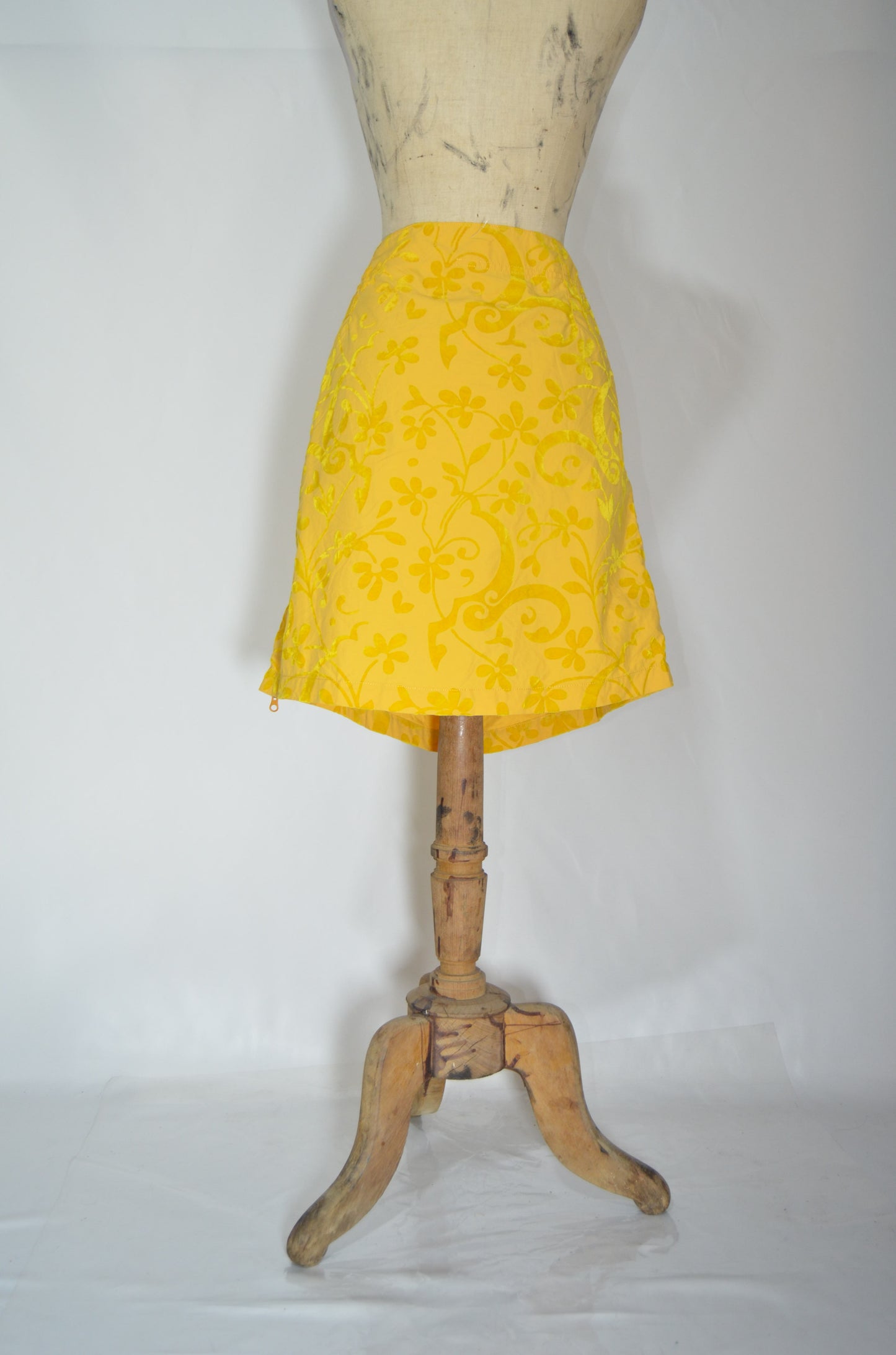 Yellow Floral Flared Mini Skirt