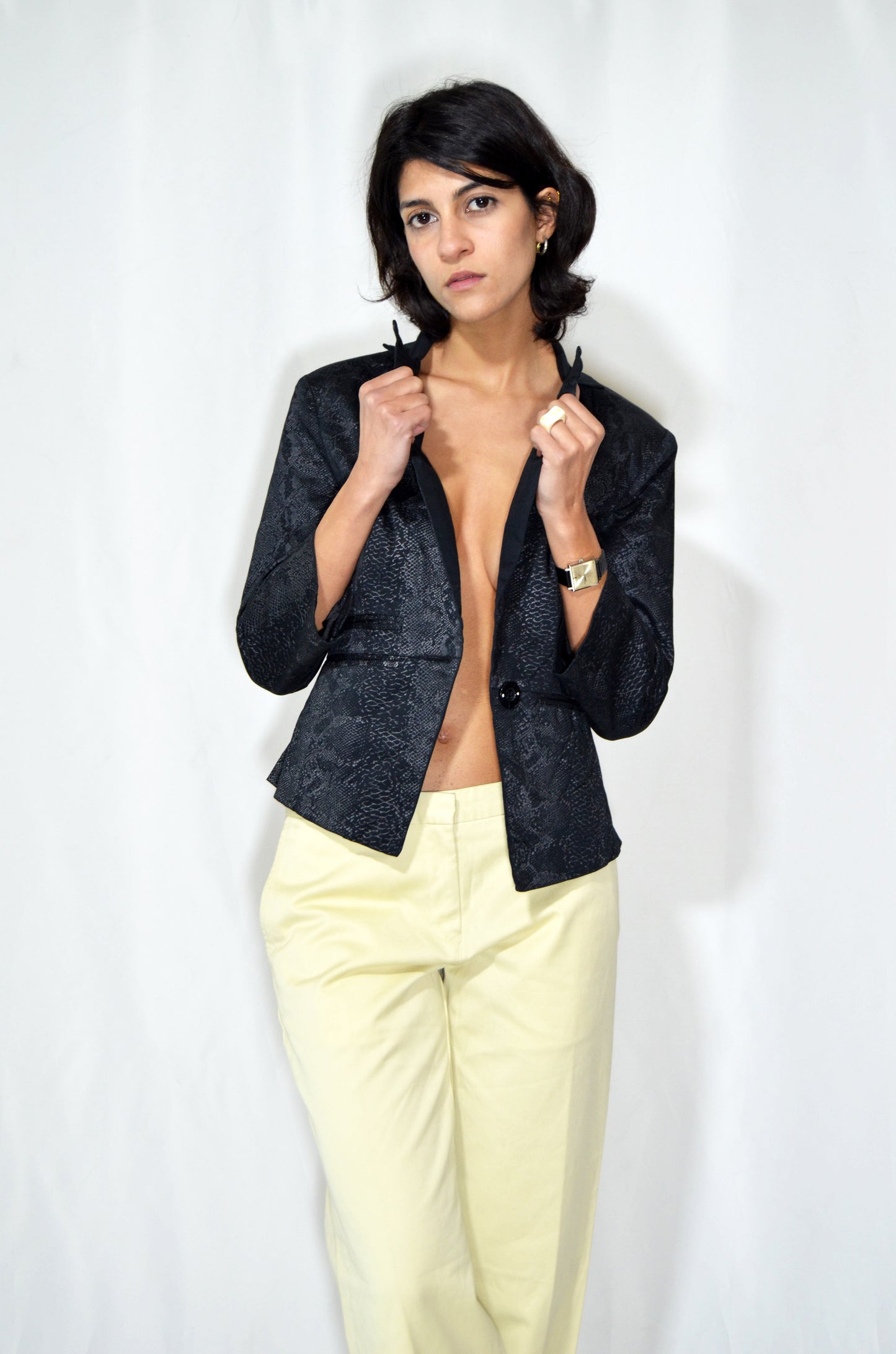 Black Animal Patterned Vintage Tailored Jacket