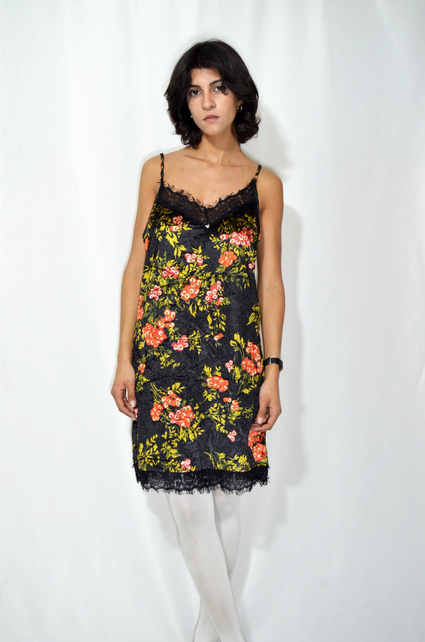 "Guess" Black Floral Vintage Velvety Dress