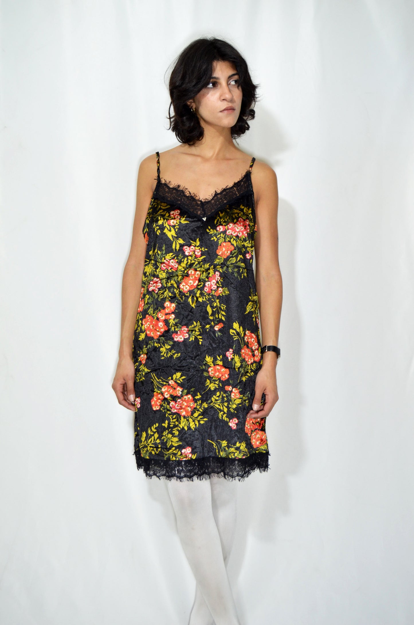"Guess" Black Floral Vintage Velvety Dress