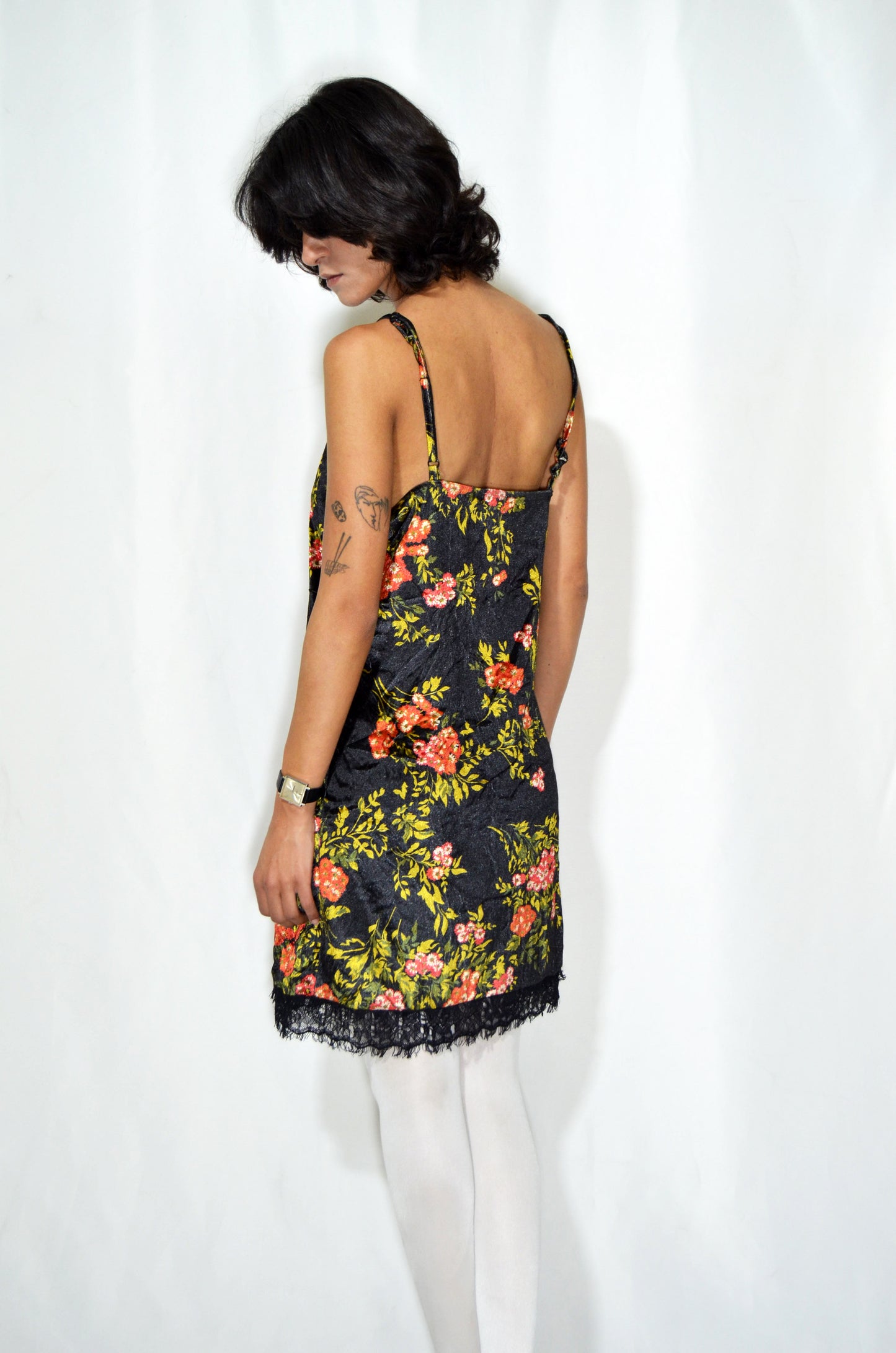 "Guess" Black Floral Vintage Velvety Dress