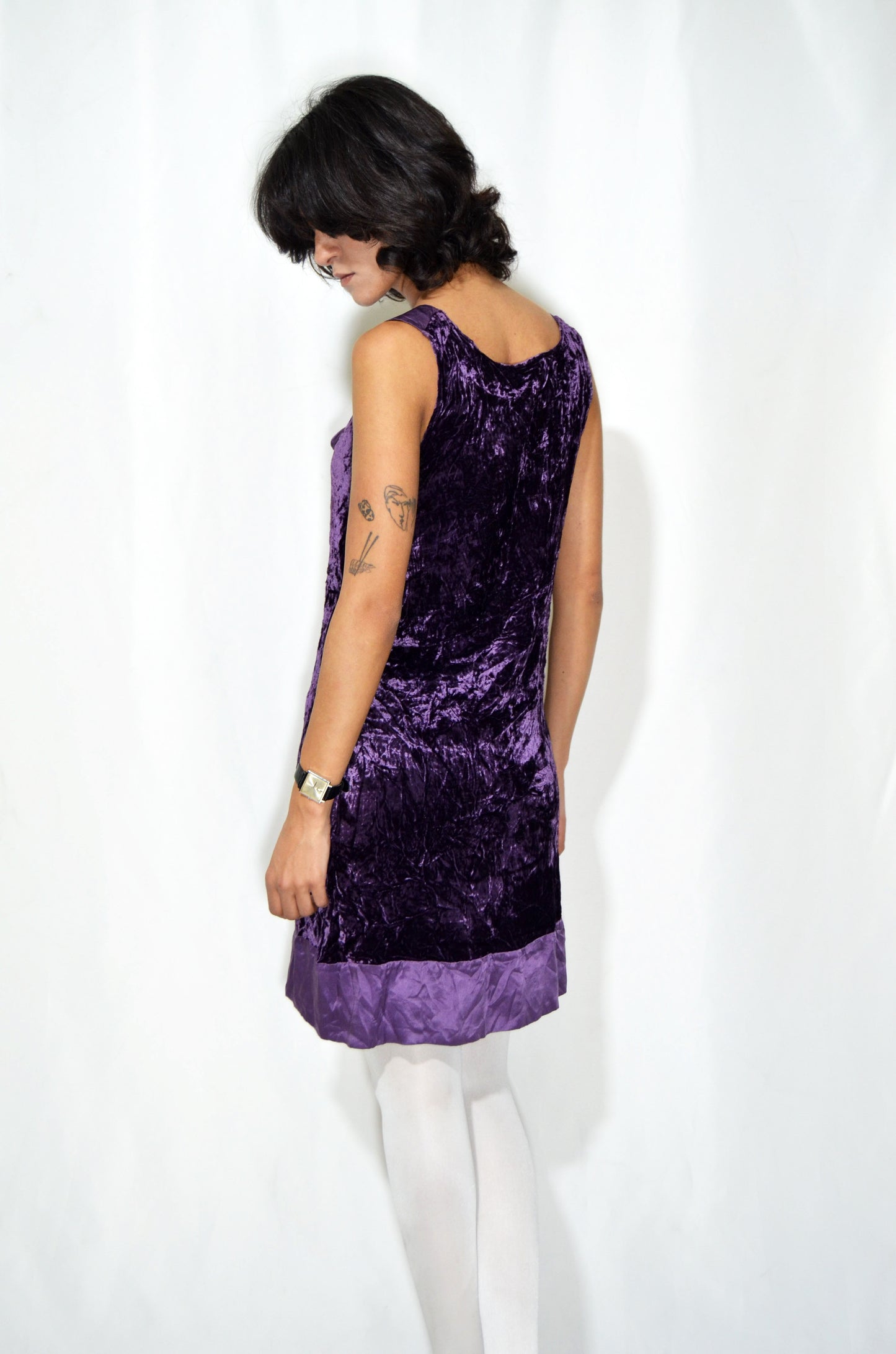 Purple Velvet Vintage Bow Dress
