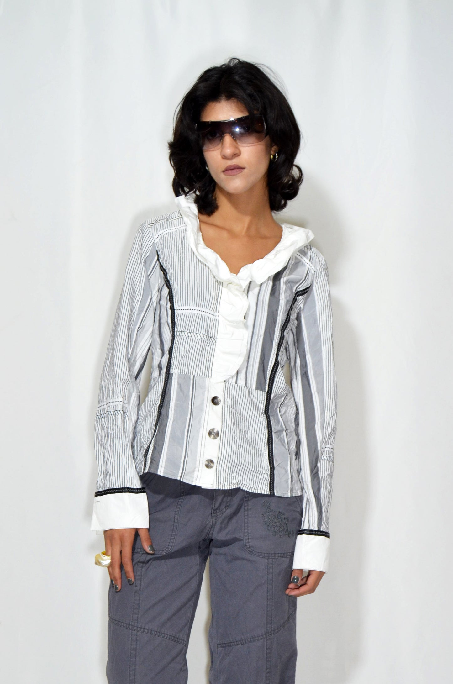 Black & White Vintage Striped Shirt