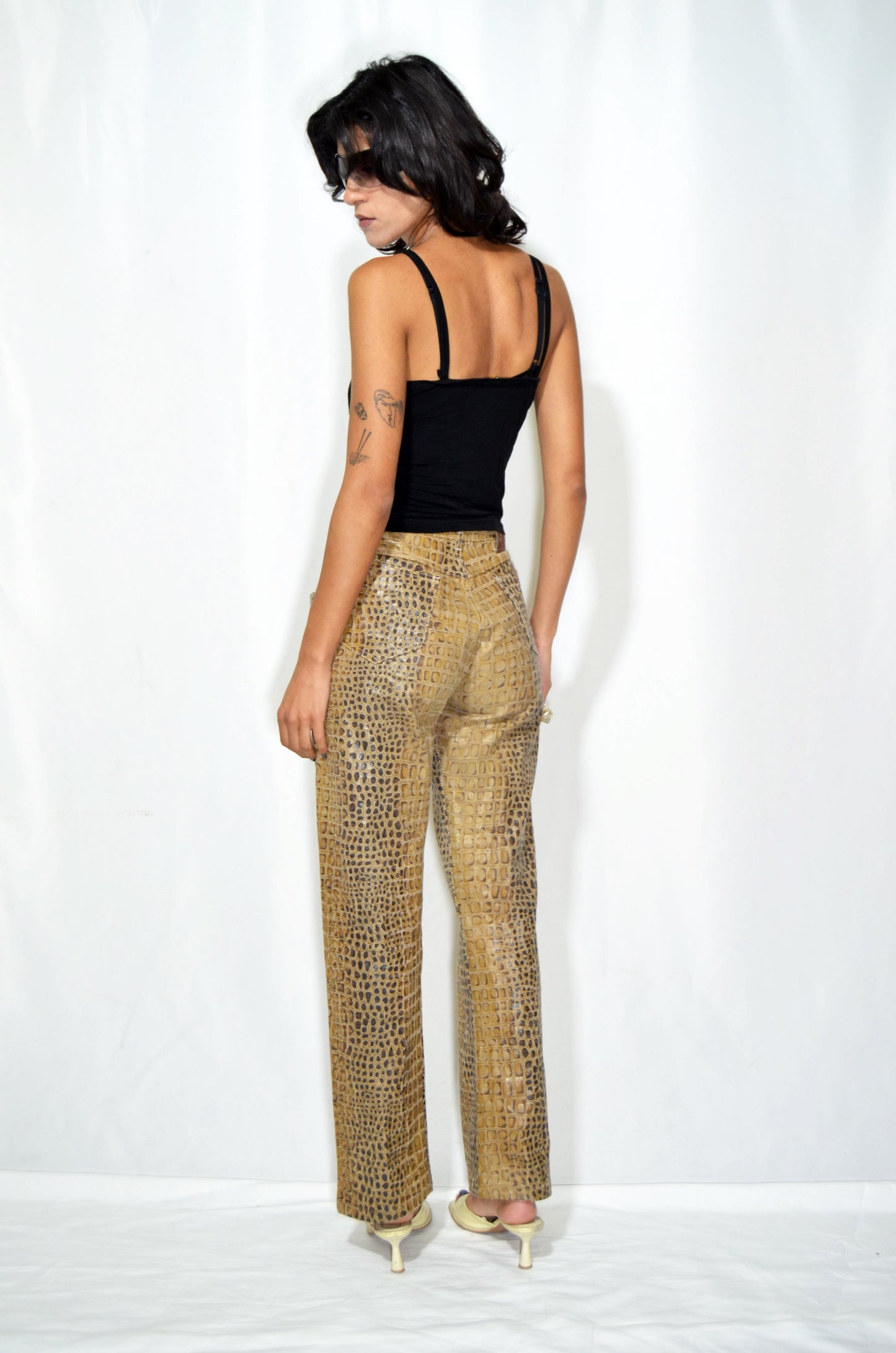 Brown Vintage Animal Patterned Pants