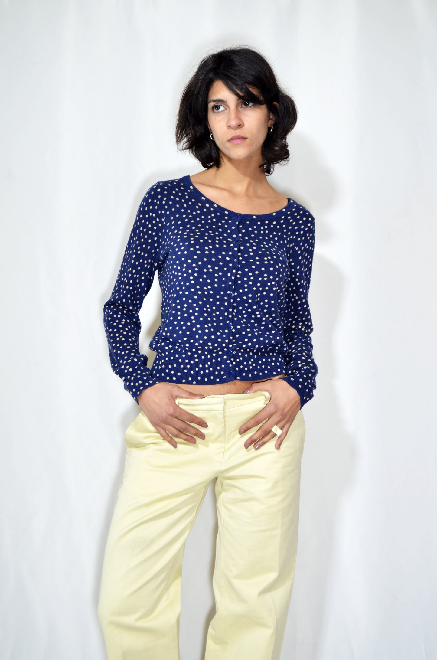 Blue Vintage Polka Dots Sweater