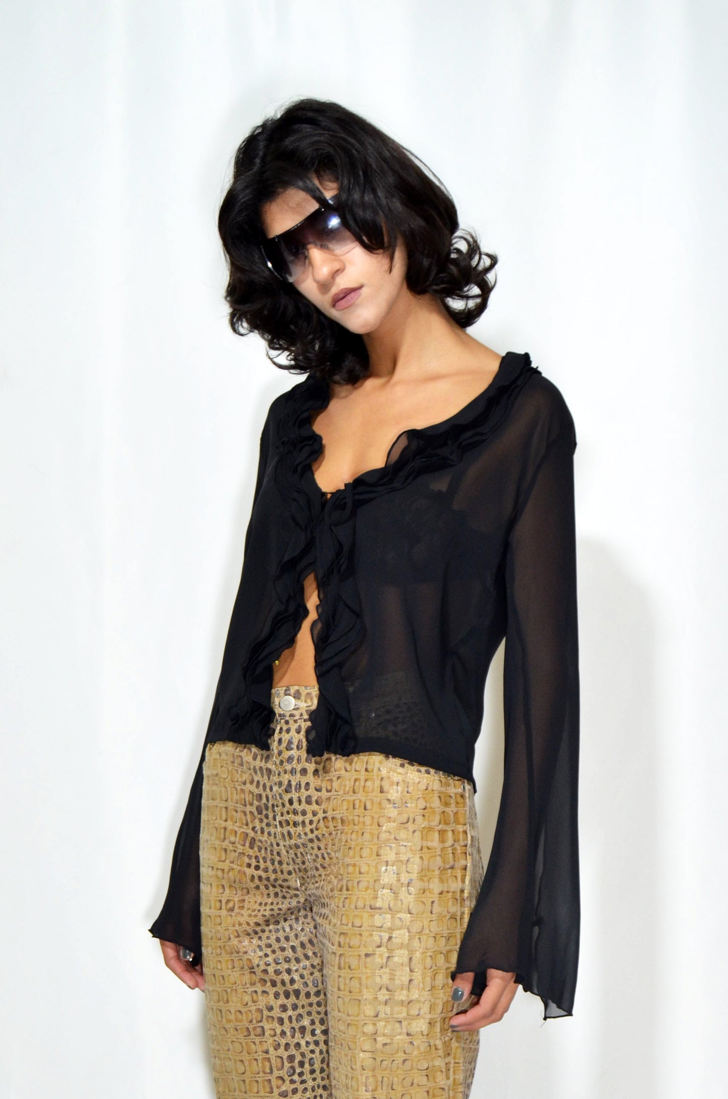 Black See-through Vintage Top