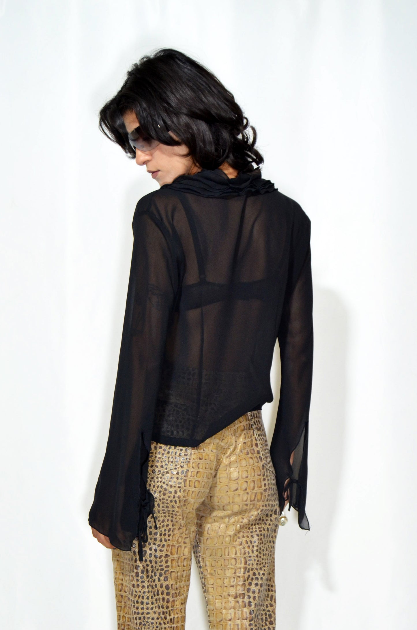 Black See-through Vintage Top