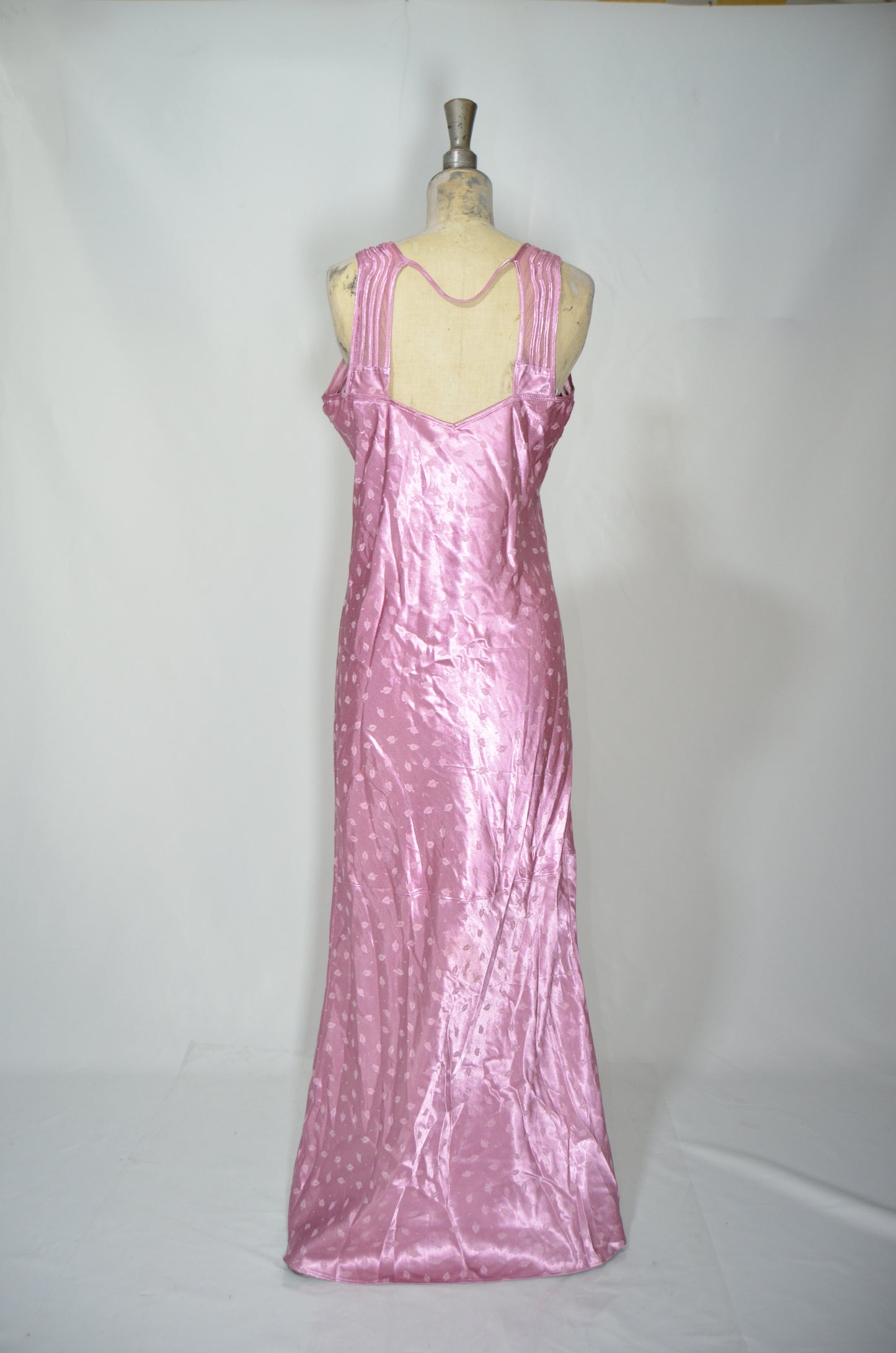 Pink Silky Patterned Maxi Dress