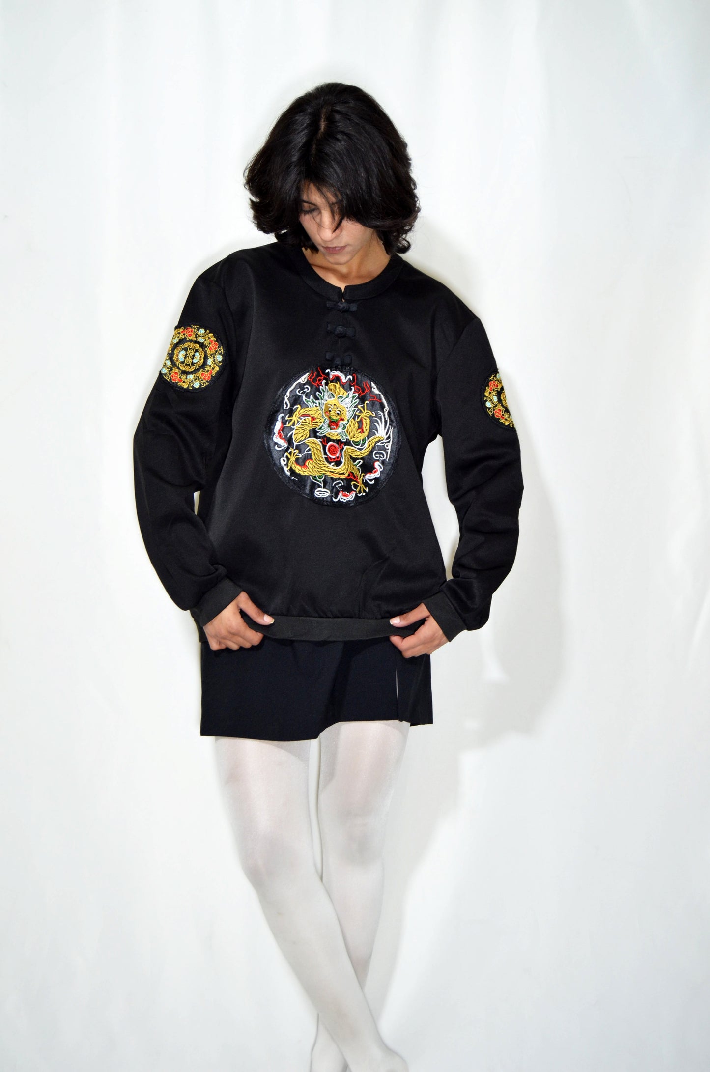 Black Embroidered Vintage Sweater