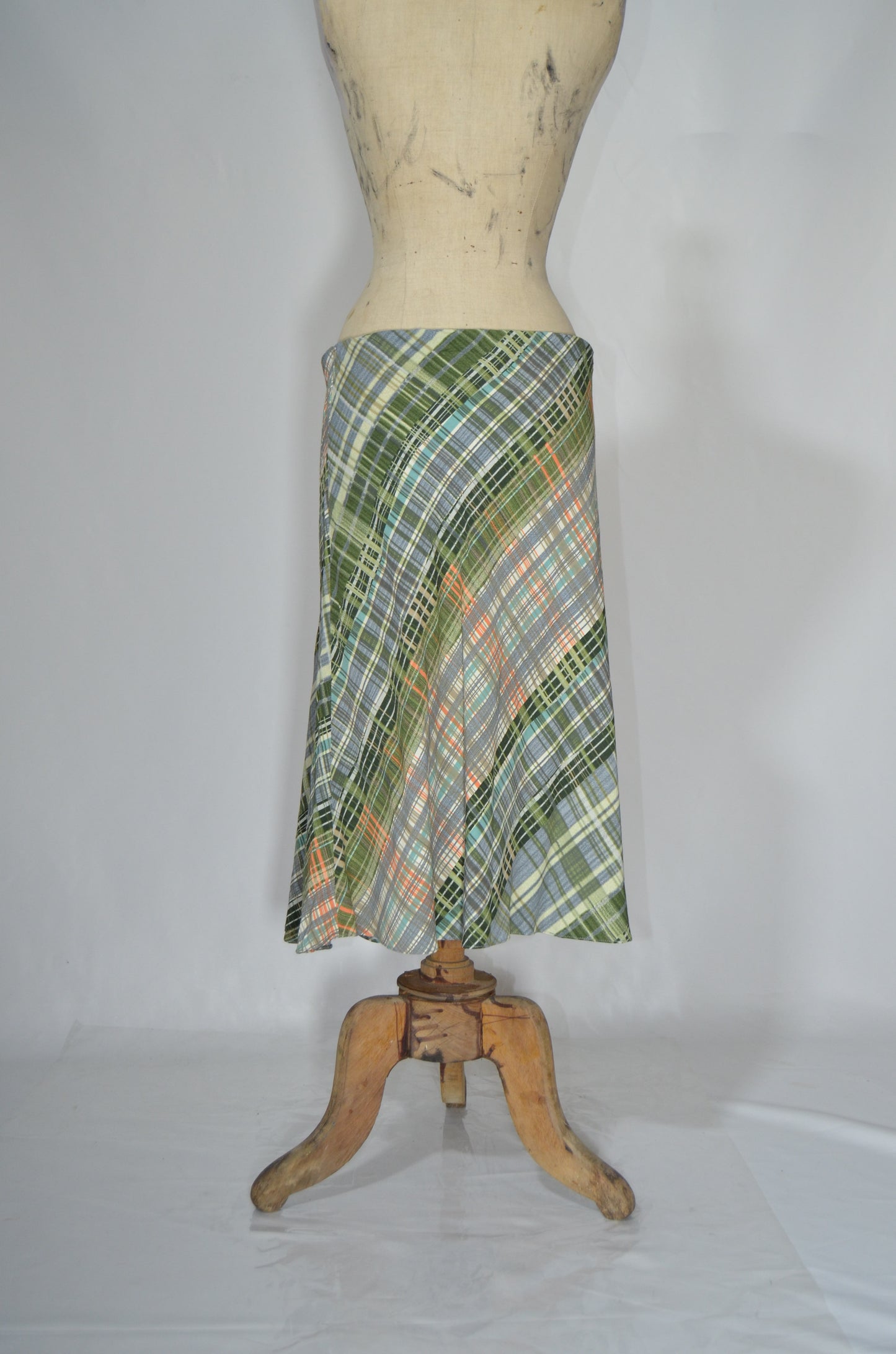 Green, Blue & Purple Stripped Flowy Midi Skirt