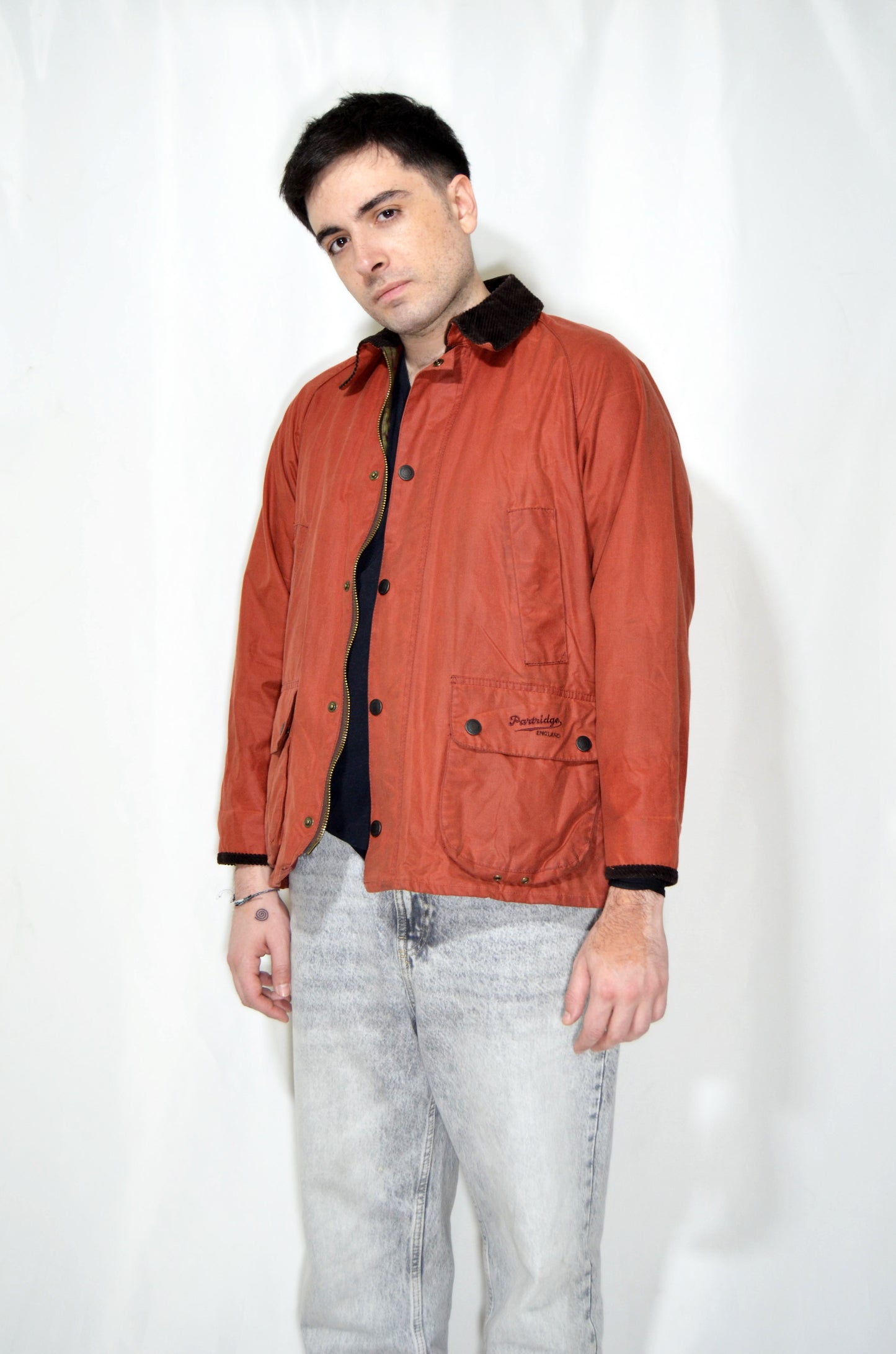 Orange Vintage Rain Jacket (Corduroy Collar)