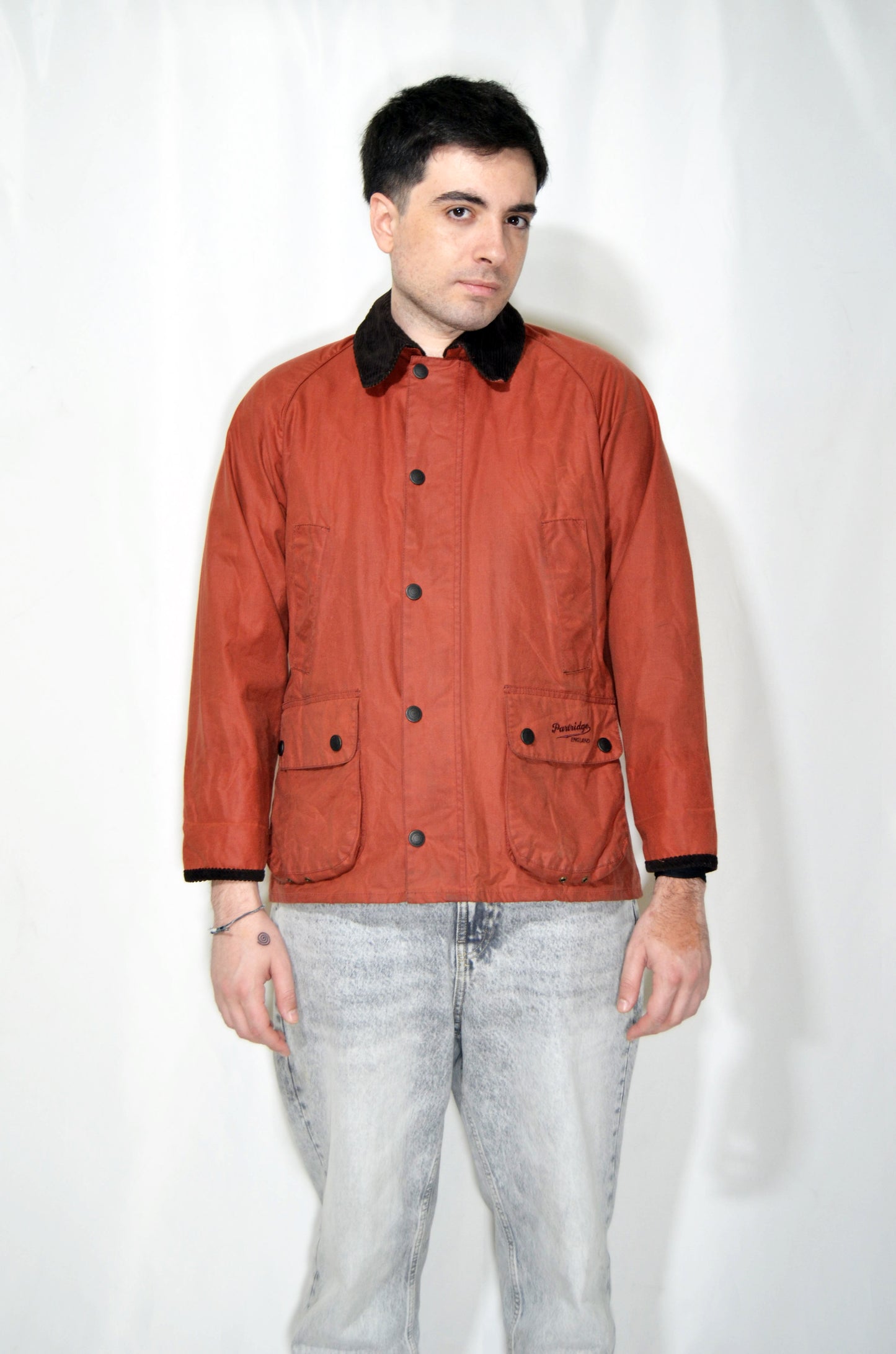 Orange Vintage Rain Jacket (Corduroy Collar)