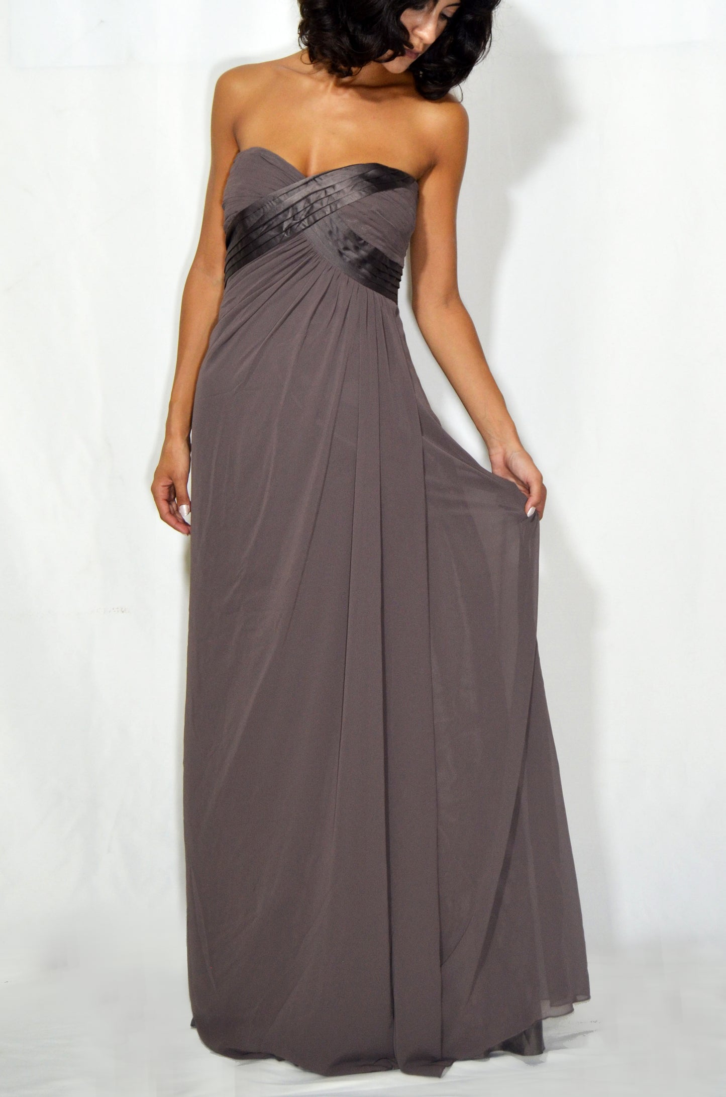 Vintage Brown Silky Evening Gown