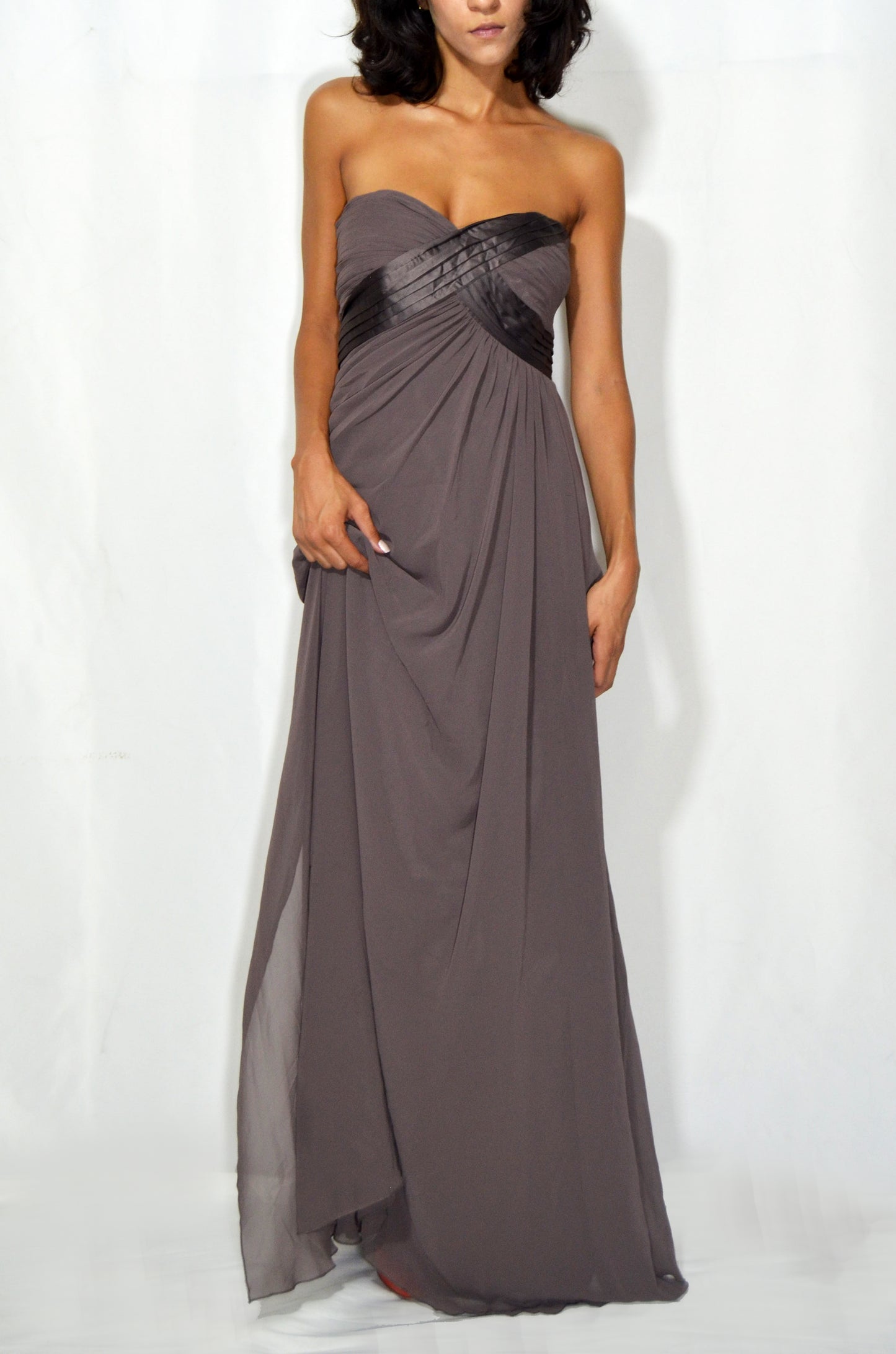 Vintage Brown Silky Evening Gown