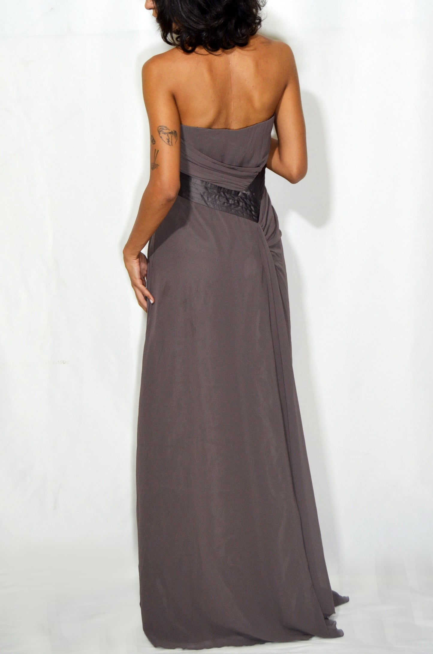 Vintage Brown Silky Evening Gown