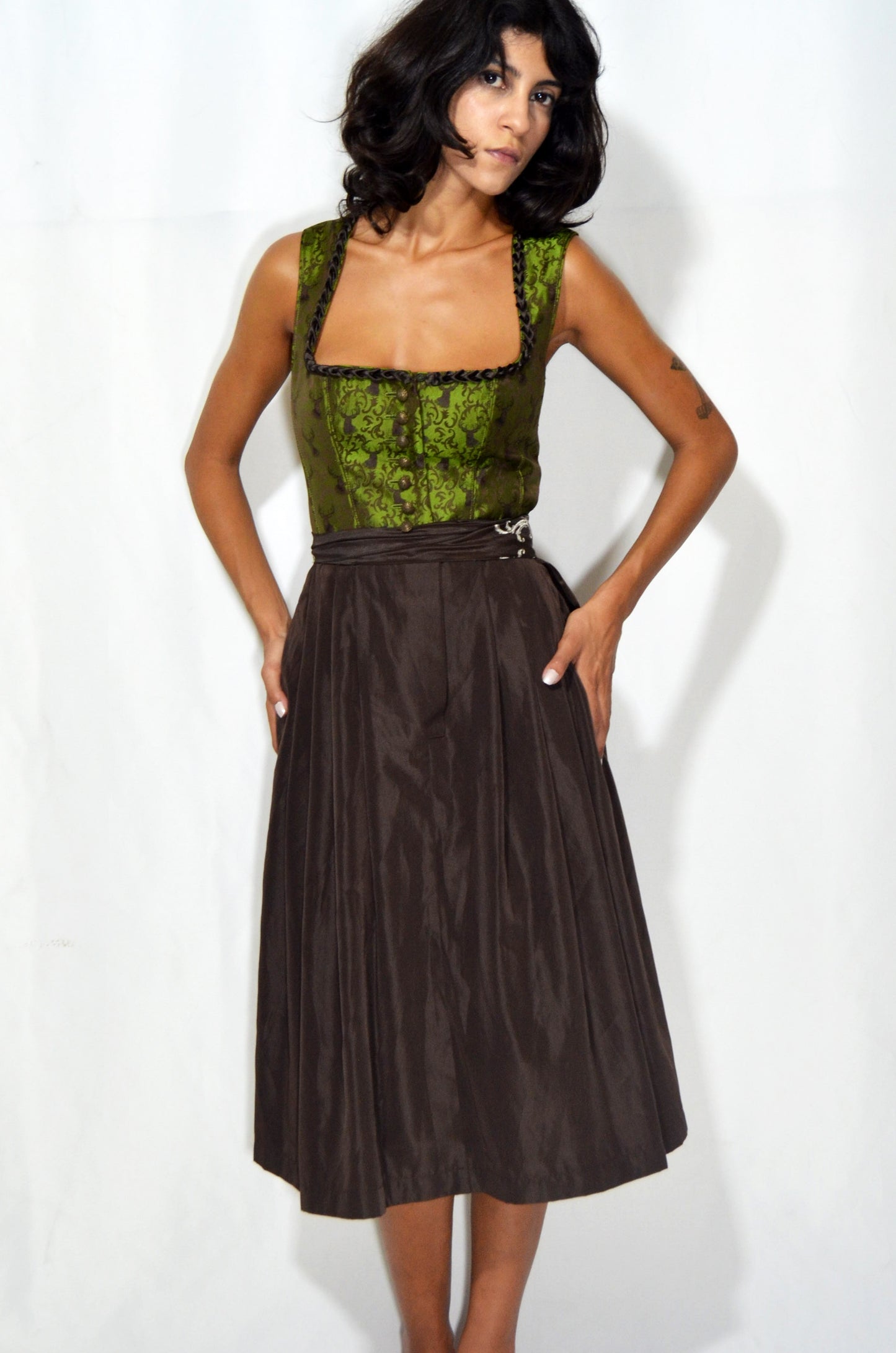 Vintage Green & Brown Dirndl